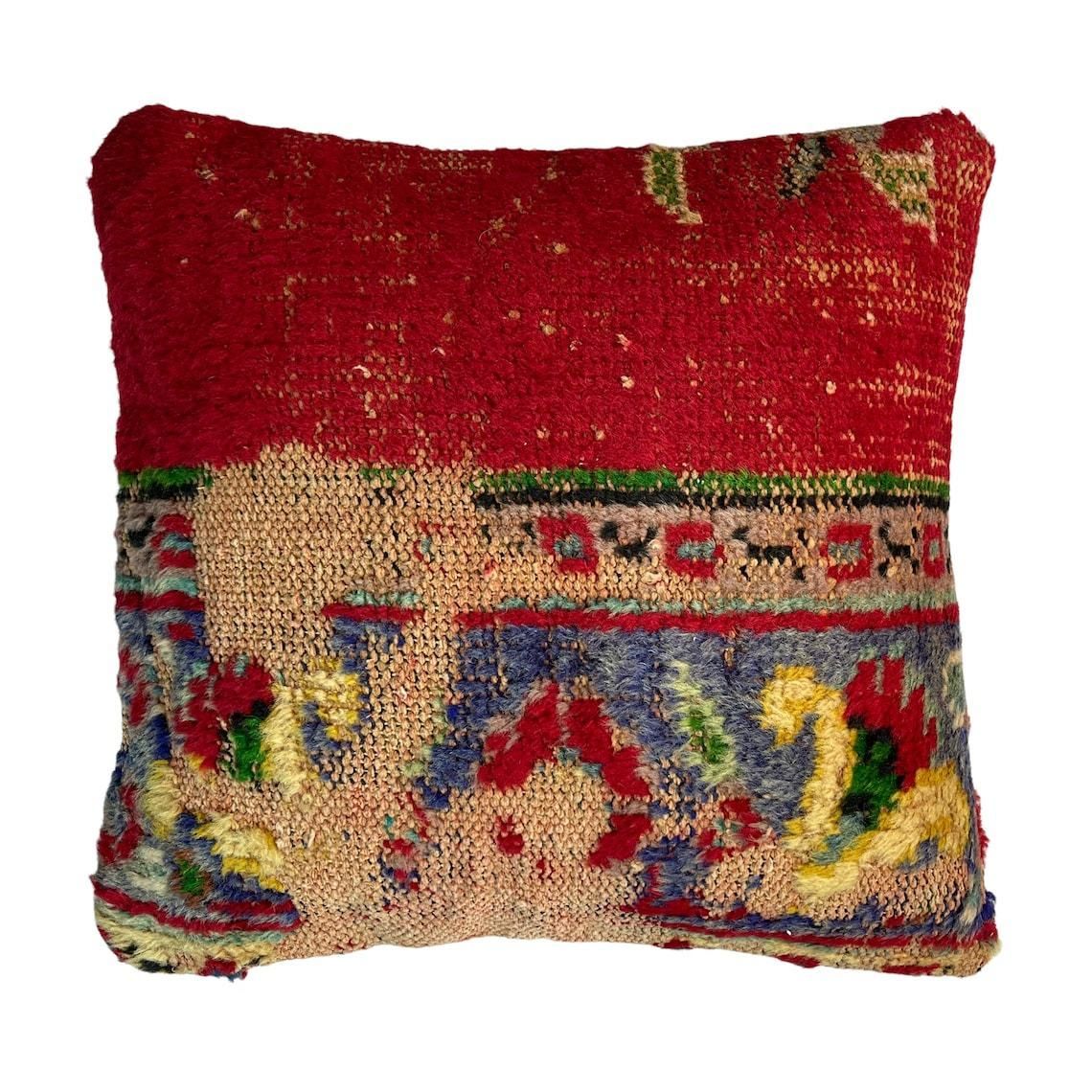 Vintage Handgemaakt Tapijtkussen, 45 X 45 Cm, Decoratieve Tapijtkussenhoes, Groot Vintage Turks Tapijtkussen photo buy
