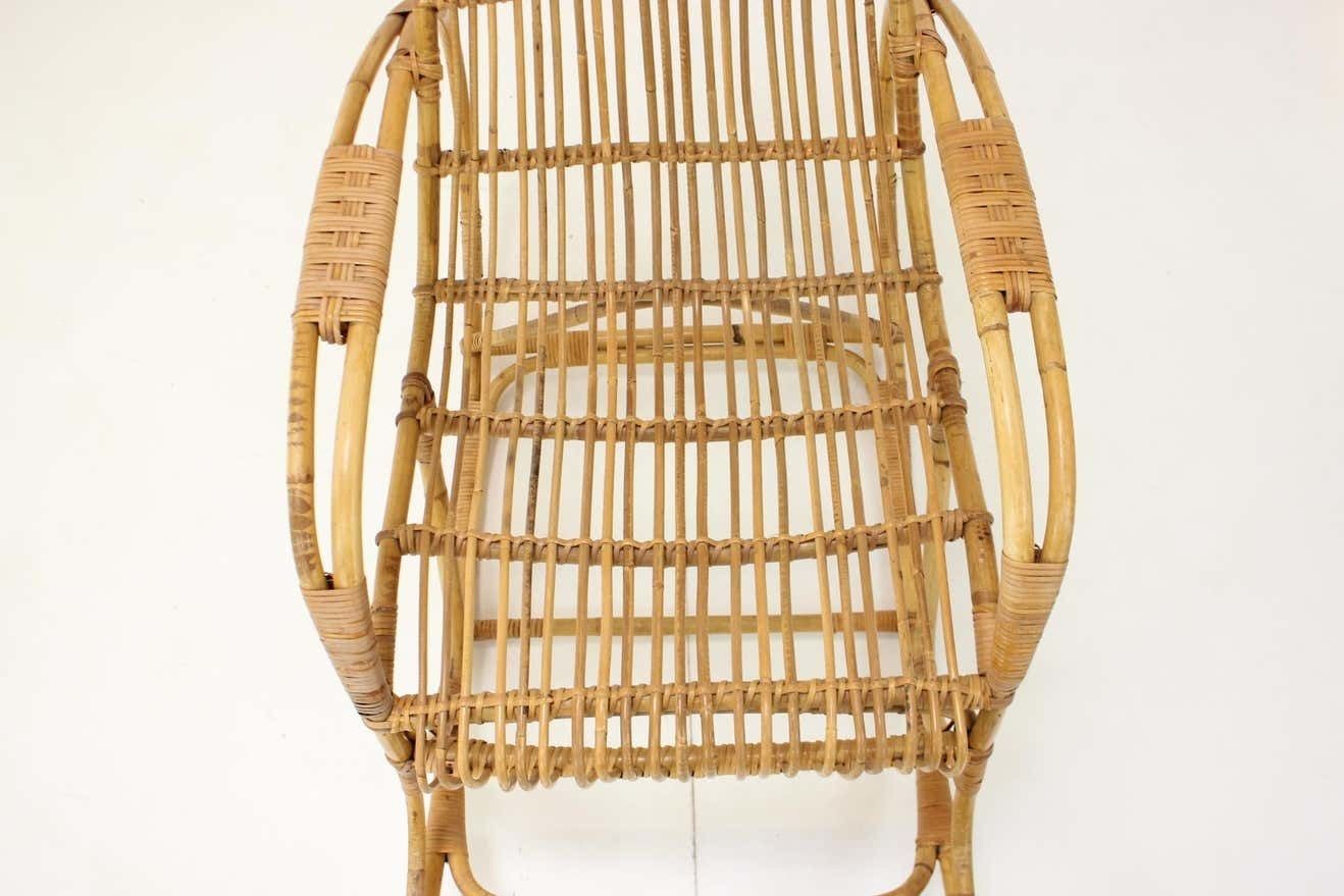 photo furniture Mid Century Rattan Rocking Chairs, 1960's