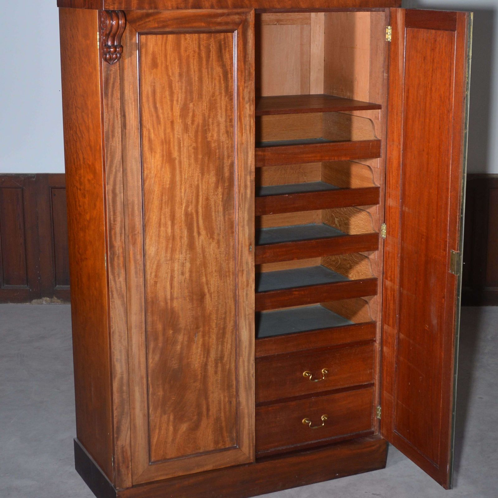 Scottish Mahogany Linen Press, 1800s photo for sale