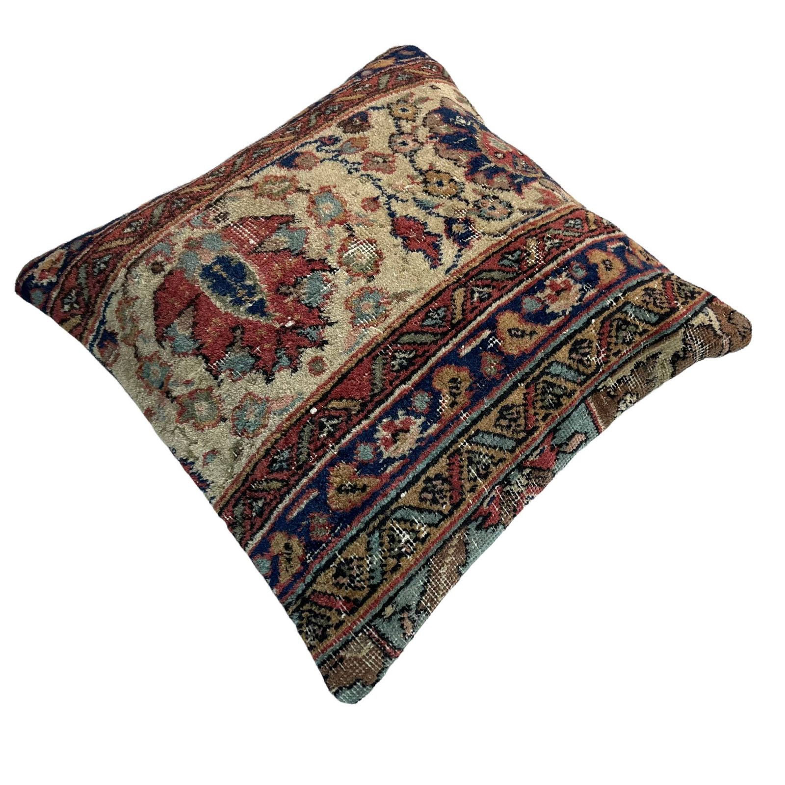Vintage Hand Made Rug Cushion Cover, 45 X 45 Cm Decorative Rug Pillow Cover, Large Vintage Turkish Rug Cushion Cover photo buy