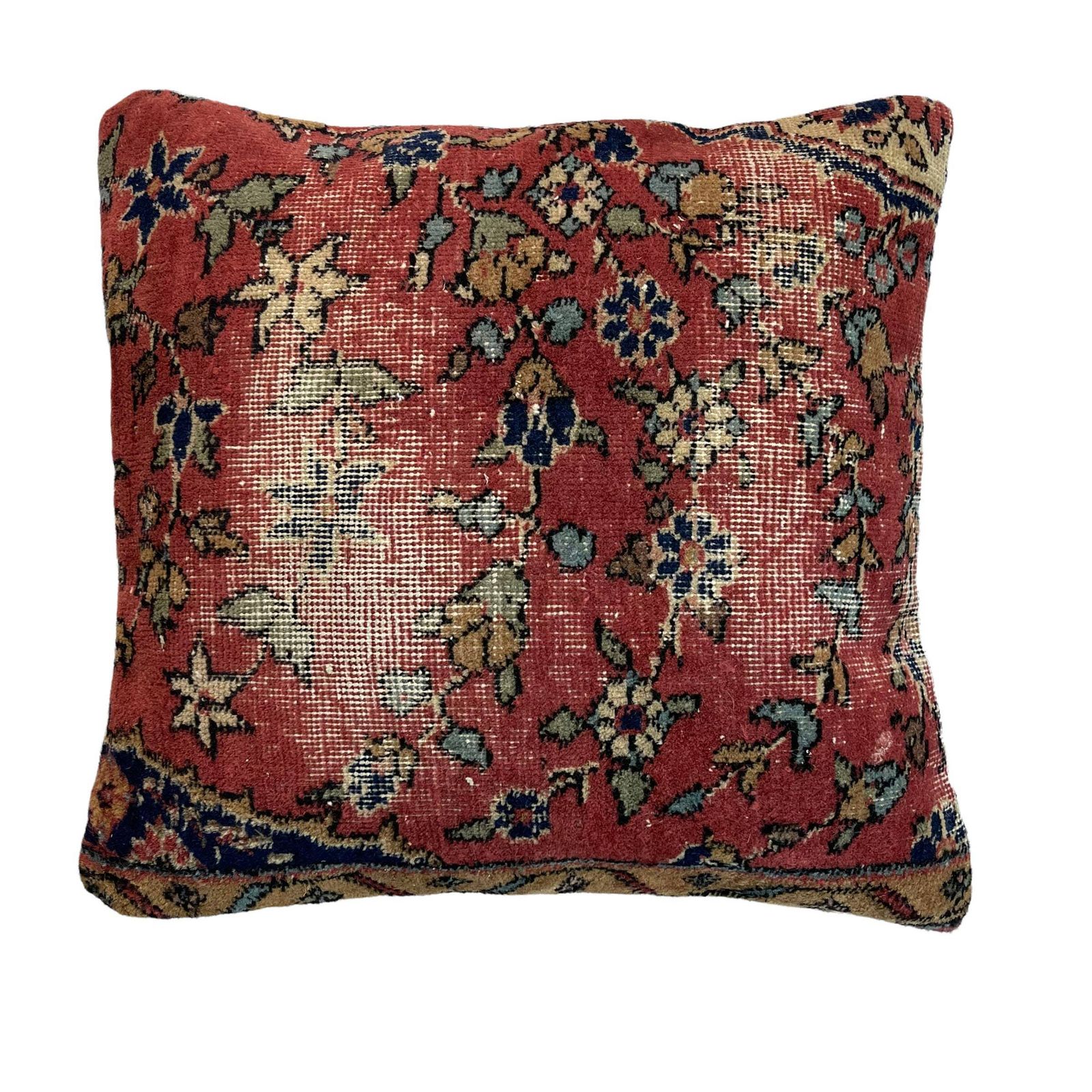 18'' X 18'' Vintage Hand Made Rug Cushion Cover, 45 X 45 Cm Decorative Rug Pillow Cover, Large Vintage Turkish Rug Cushion Cover