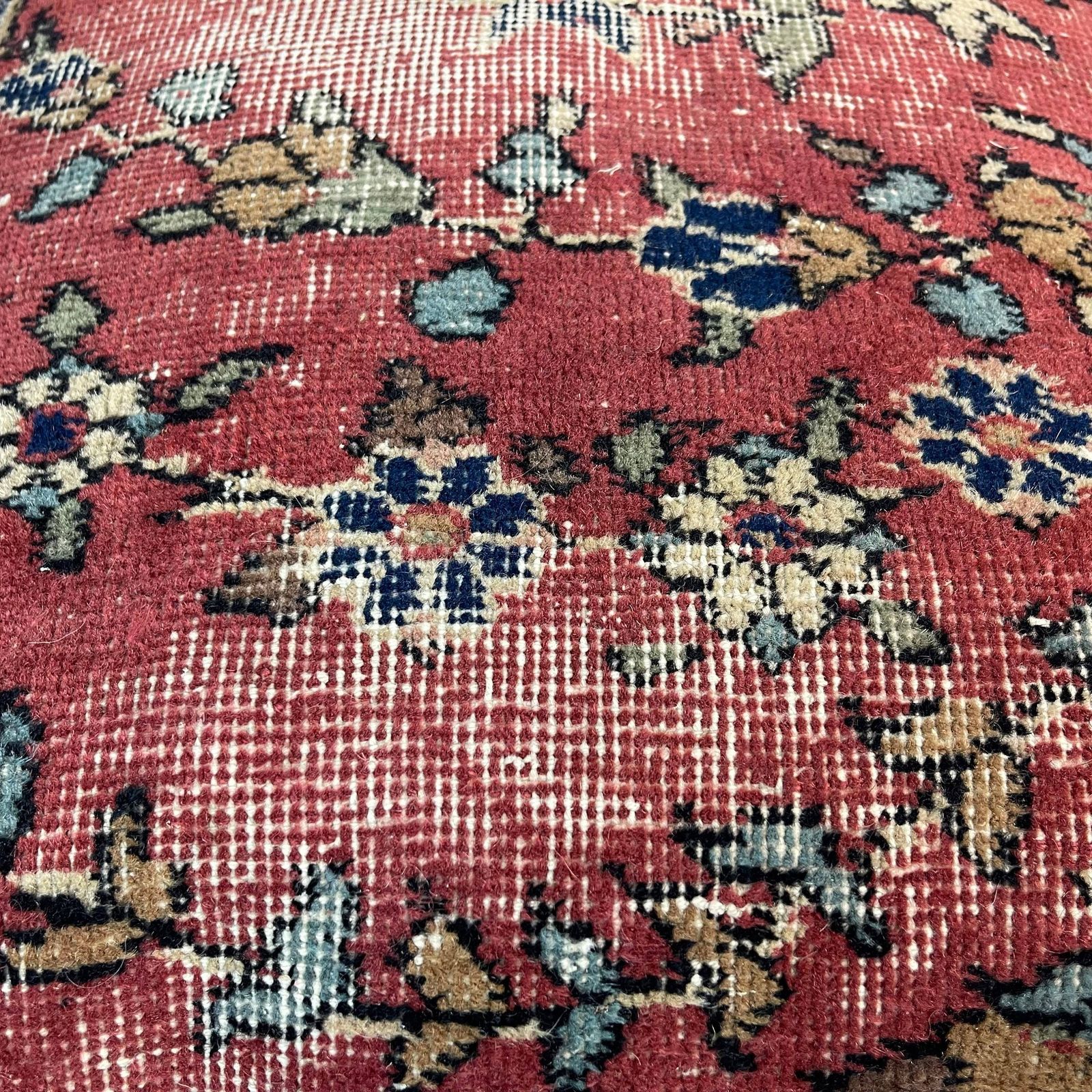 18'' X 18'' Vintage Hand Made Rug Cushion Cover, 45 X 45 Cm Decorative Rug Pillow Cover, Large Vintage Turkish Rug Cushion Cover photo for sale