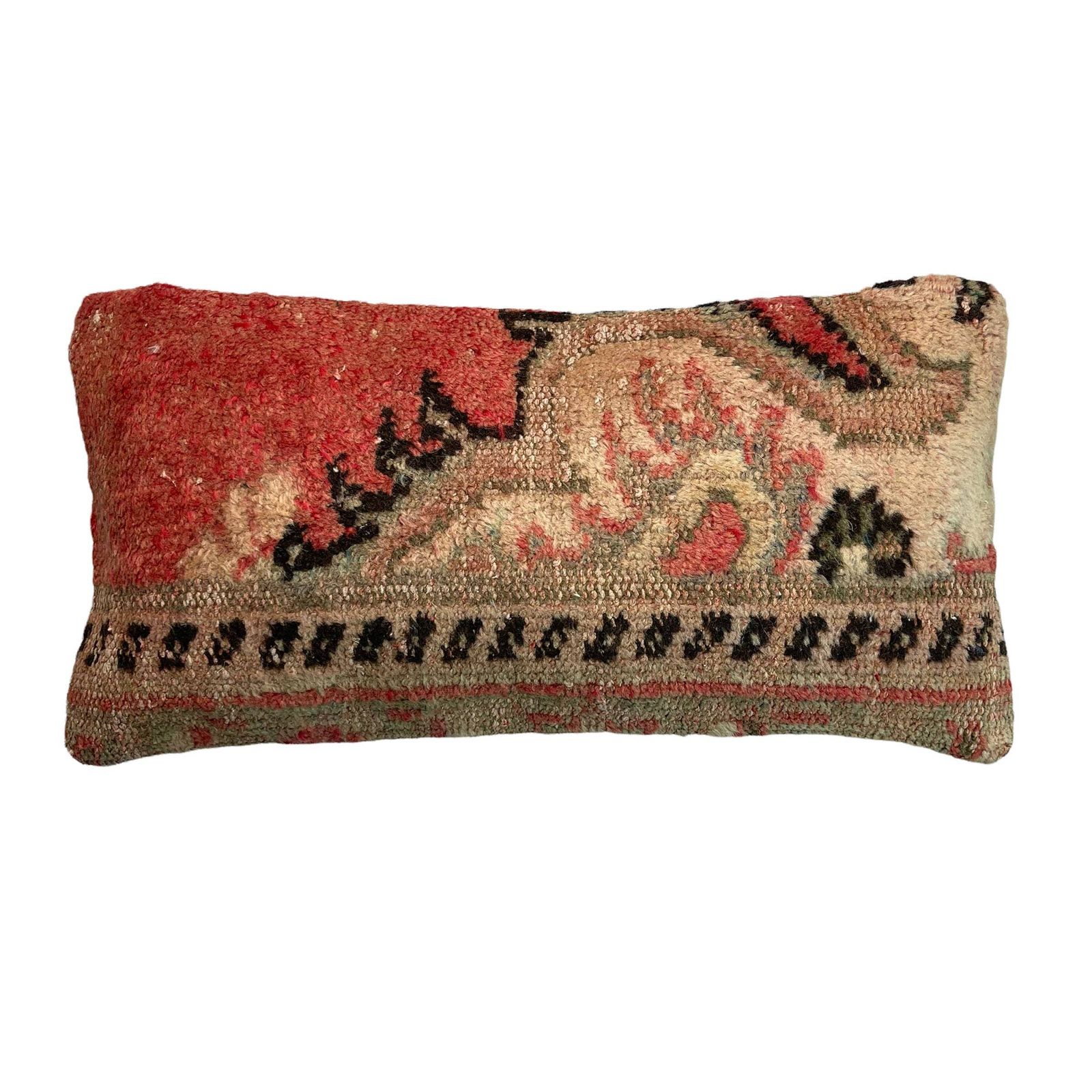 12'' X 24'' Vintage Hand Made Rug Cushion Cover, 30 X 60 Cm Decorative Rug Pillow Cover, Large Vintage Turkish Rug Cushion Cover