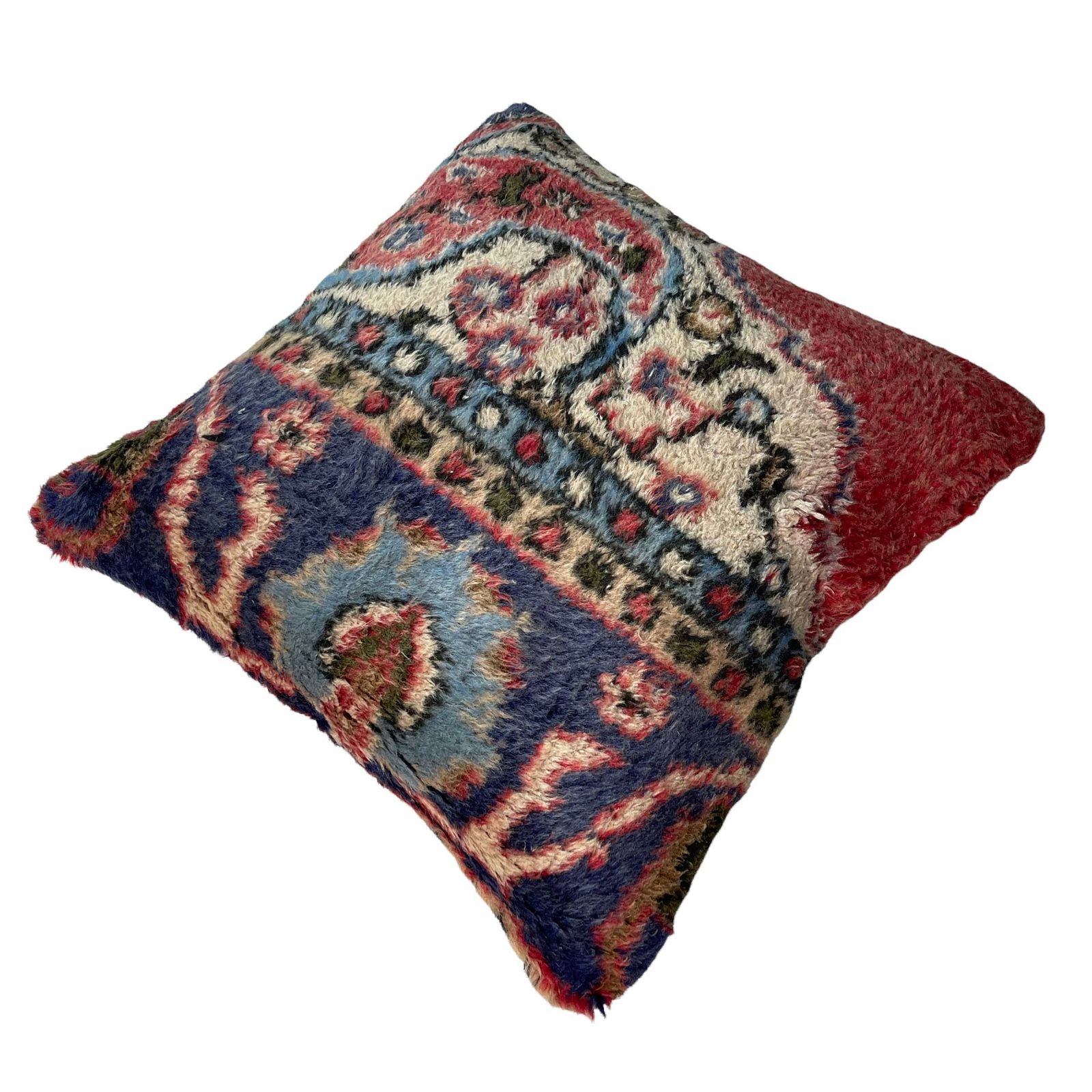 18'' X 18'' Vintage Hand Made Rug Cushion Cover, 45 X 45 Cm Decorative Rug Pillow Cover, Large Vintage Turkish Rug Cushion Cover photo 65.0