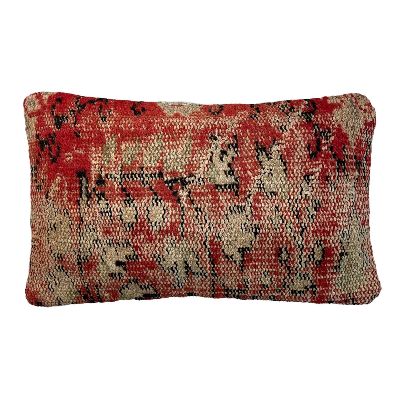 Vintage Hand Made Rug Cushion Cover, 30 X 50 Cm Decorative Rug Pillow Cover, Large Vintage Turkish Rug Cushion Cover