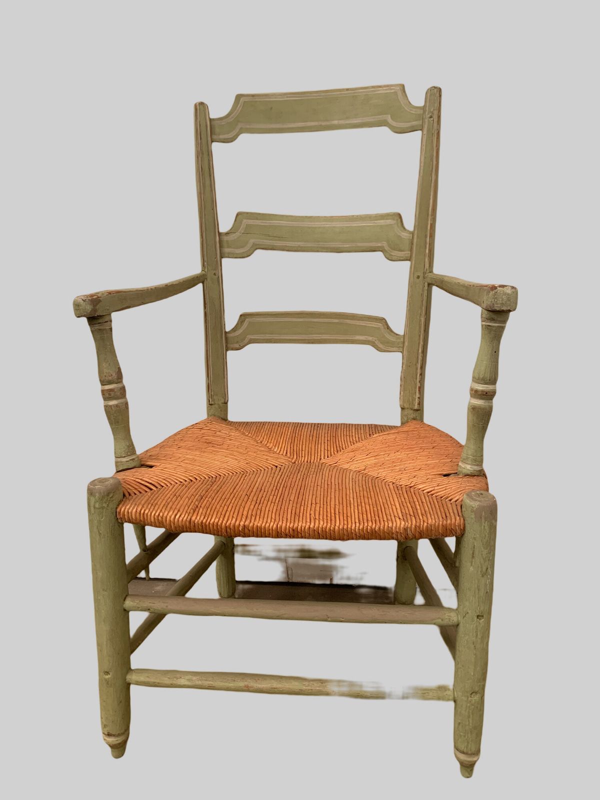 Provençal Armchair In Patinated Beech With Straw Seat, 20th Century photo Furniture