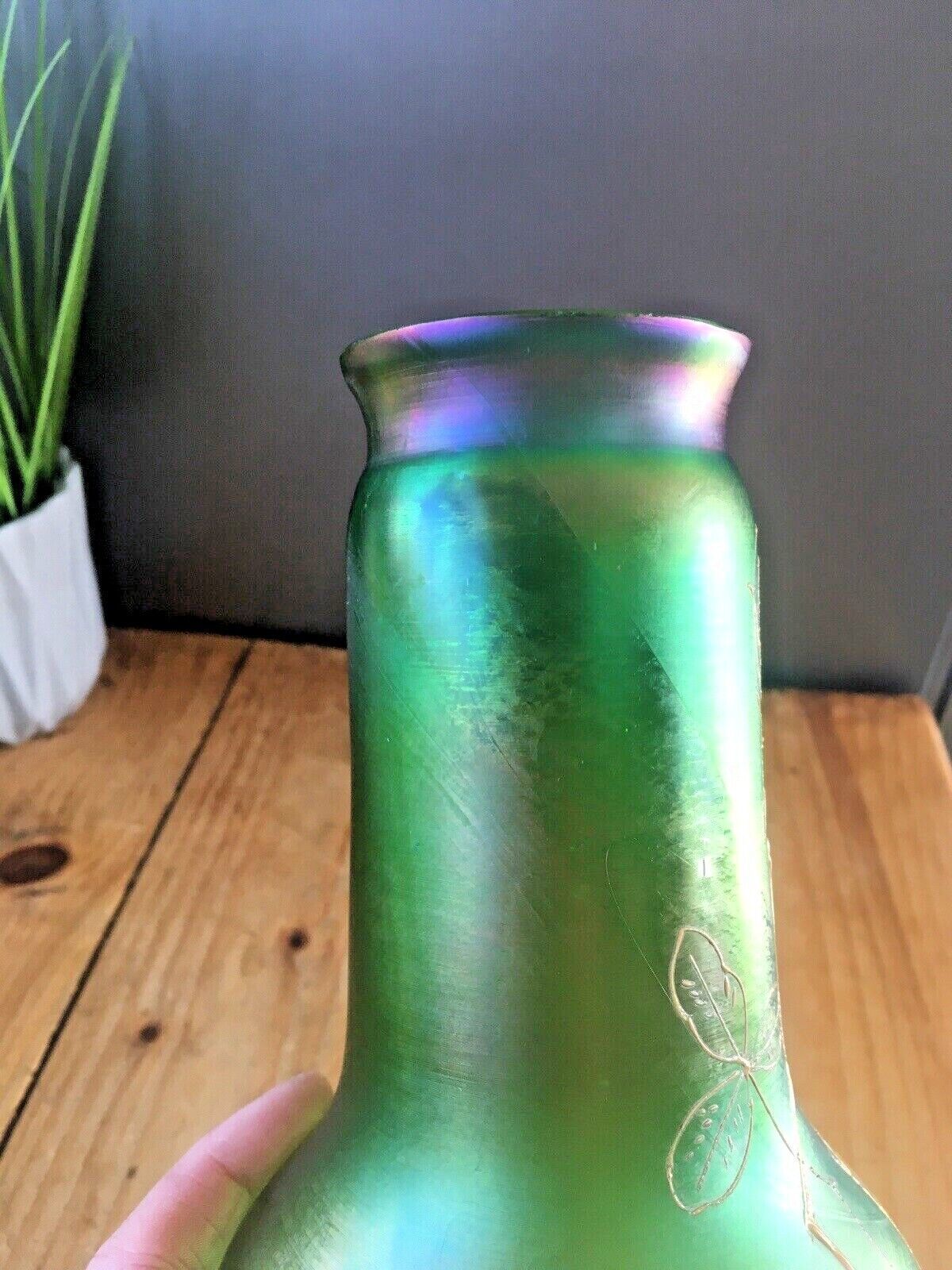 Aesthetic Movement Bohemian Czech Green Iridescent Vase Loetz Kralik Harrach photo 260.0
