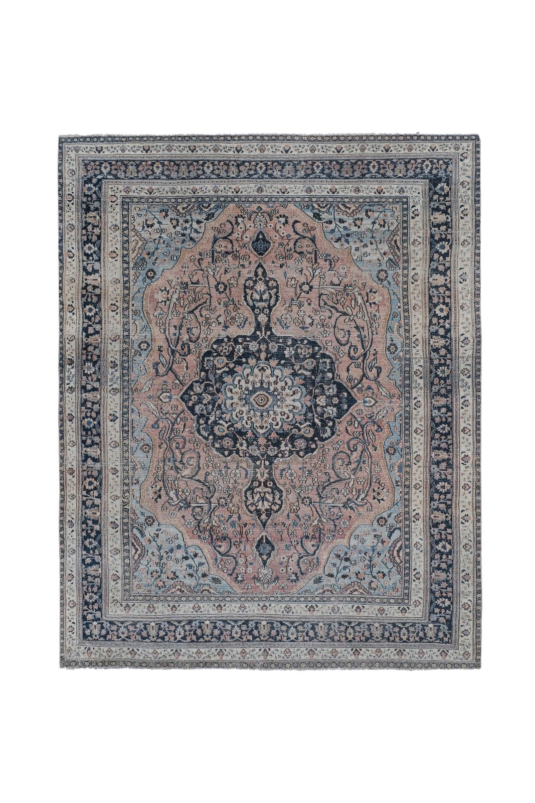 Blue Colors Distressed Oversized Rug