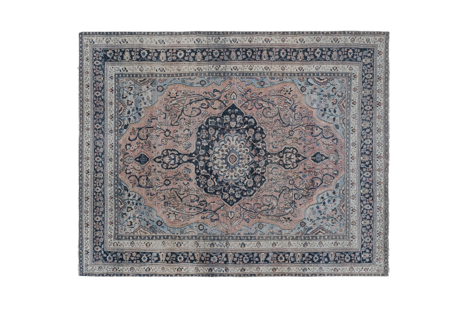 Blue Colors Distressed Oversized Rug photo furniture