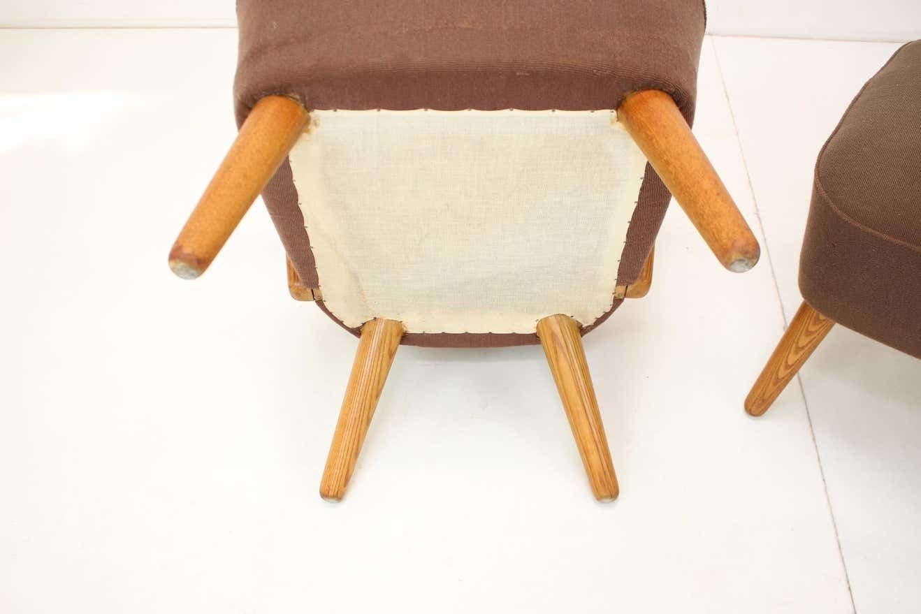 photo vinterior 1940s Rare Pair Of Oak Armchairs By Krasna Jizba, Czechoslovakia