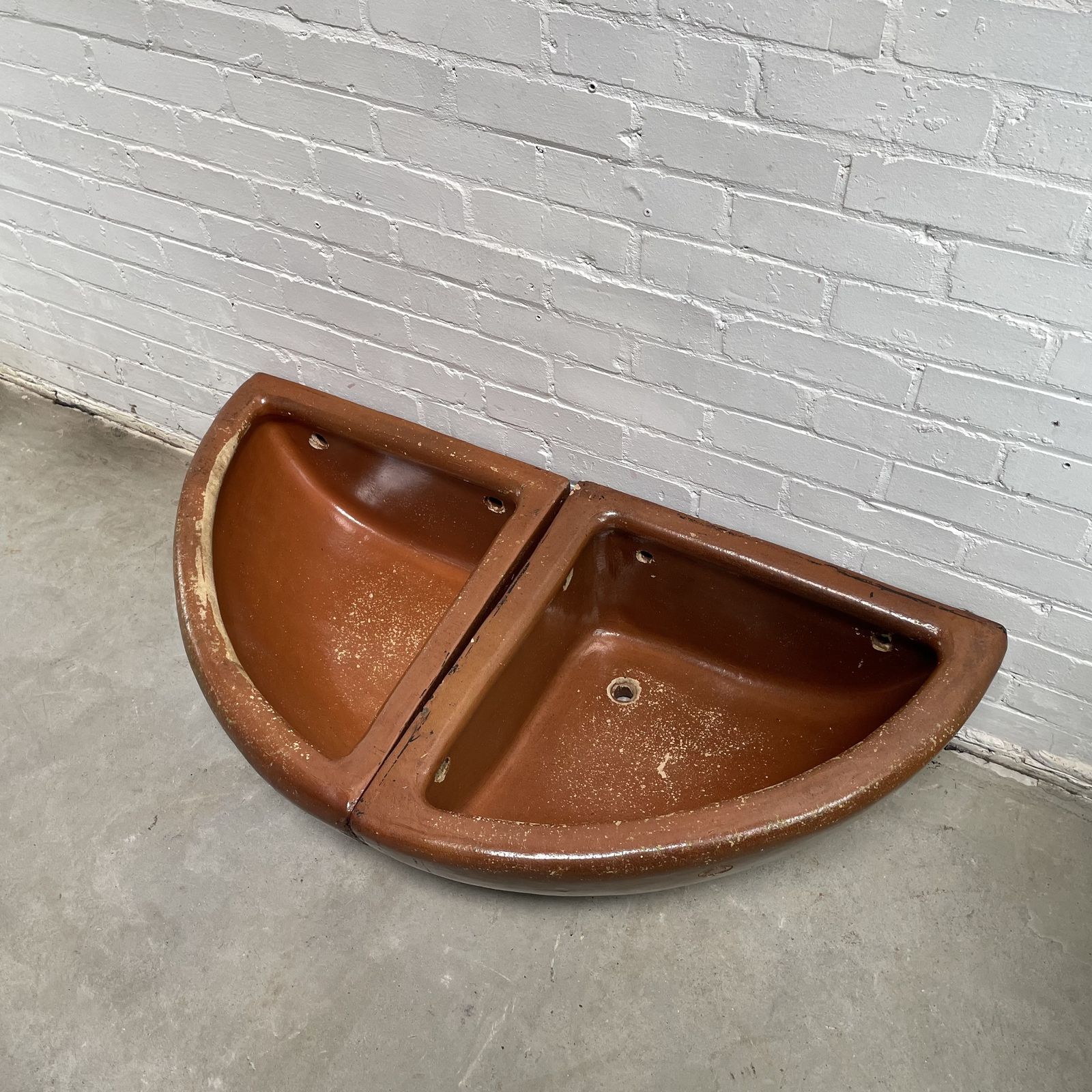Pair Of Reclaimed Quarter Round Salt Glazed Corner Troughs photo Garden Decor