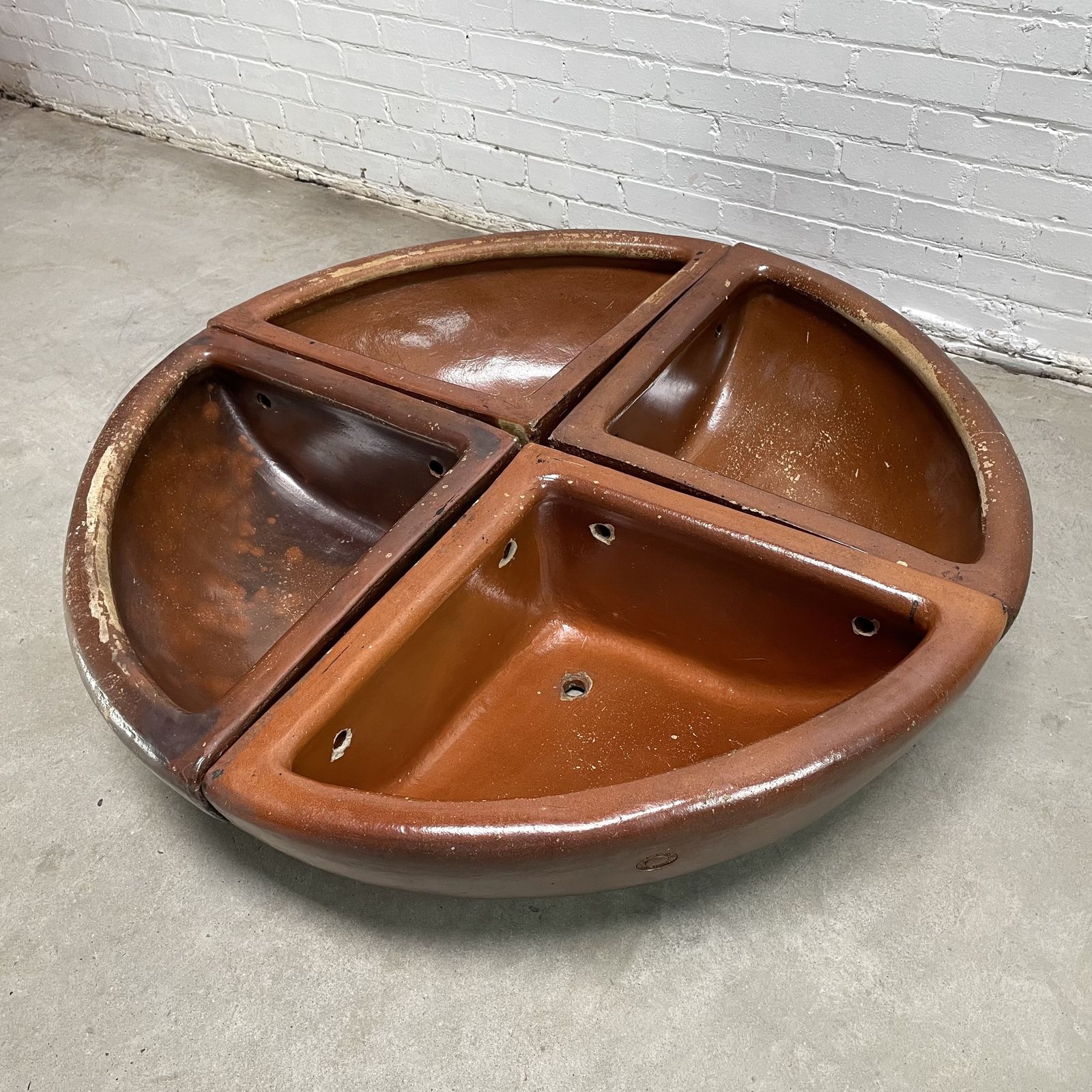 Set Of 4 Reclaimed Quarter Round Salt Glazed Corner Troughs photo furniture
