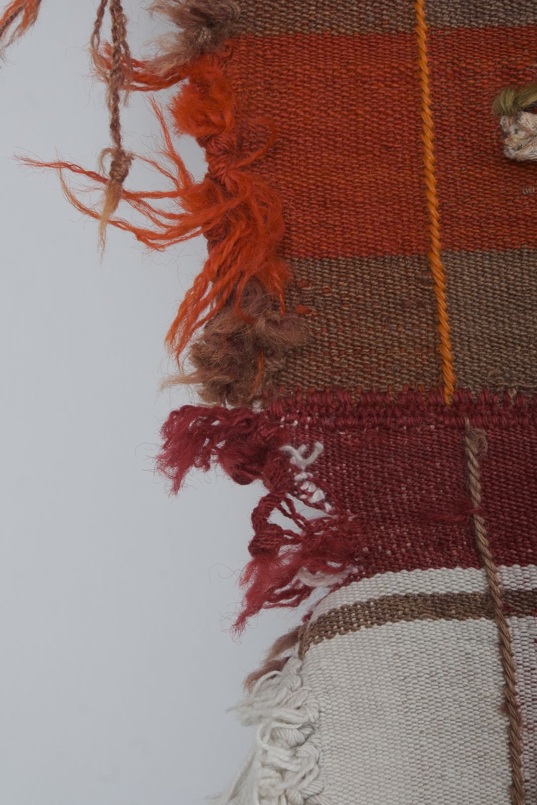 Vintage Striped Red Shaggy Tulu Rug photo Textiles