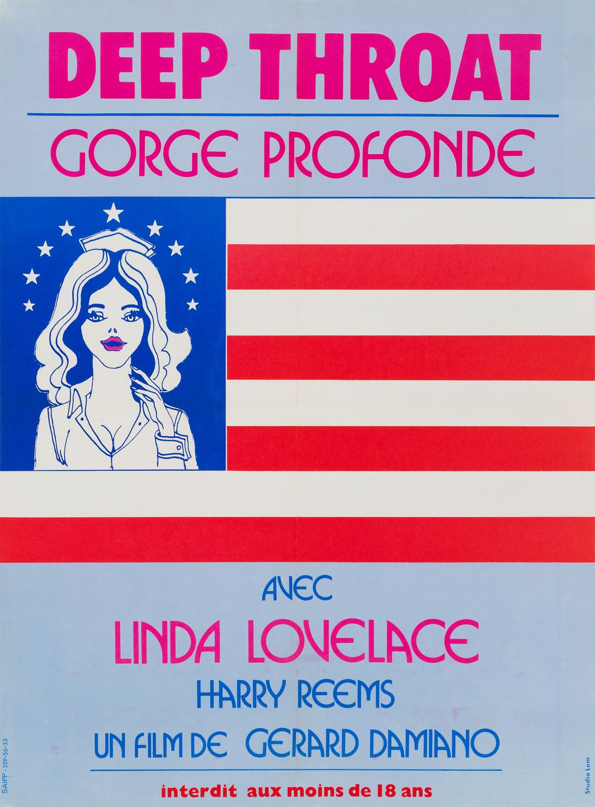 "Deep Throat" Original Vintage Film Poster, French, 1975