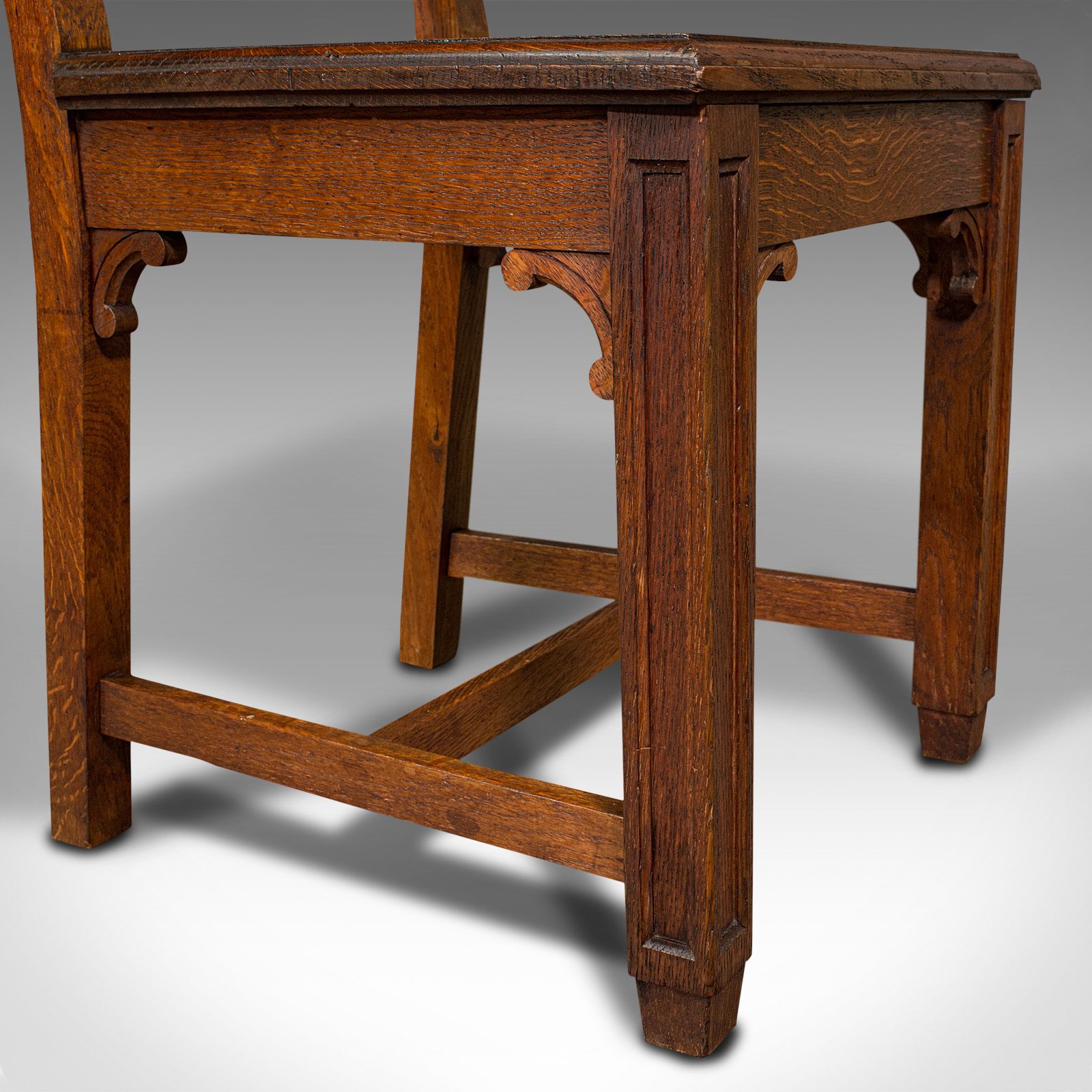 Pair Of Antique Hall Chairs, English Oak, Dining Seat, Ecclesiastical photo 945.0