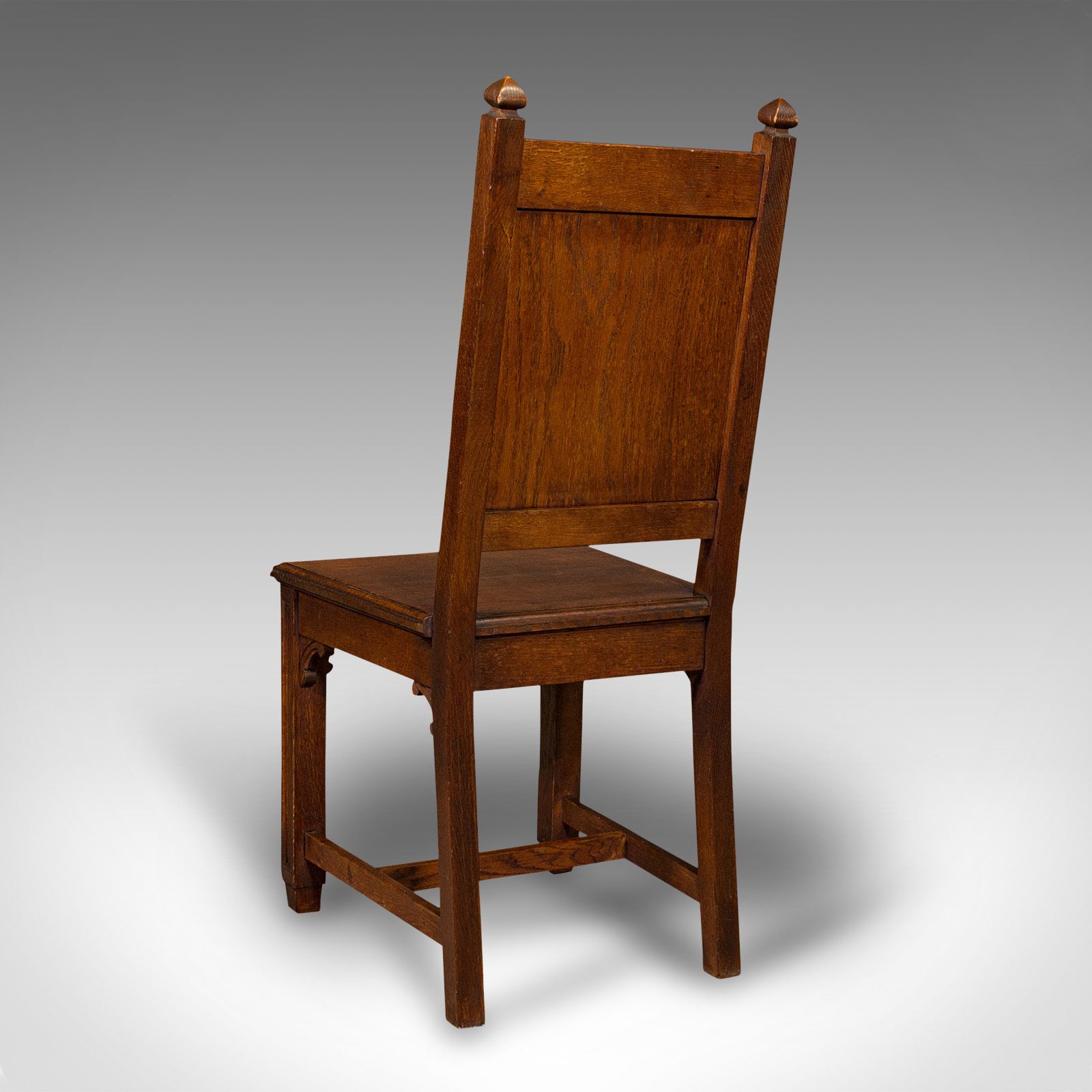 photo furniture Pair Of Antique Hall Chairs, English Oak, Dining Seat, Ecclesiastical