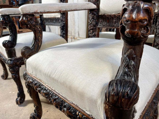 Antique Dutch Carved Hallway/Side Elbow Chairs Circa 1800 photo for sale