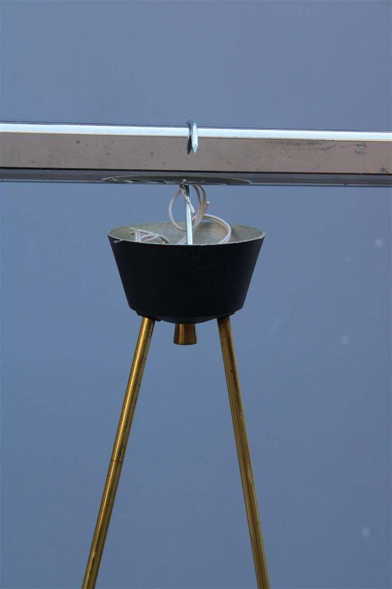Pair Mid Century Technicians Chandelier Stilux Milano Brass Glass Plexiglass photo Lighting