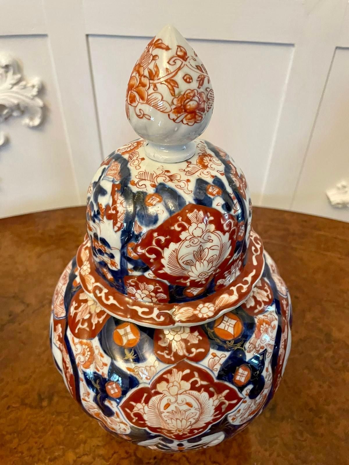 photo for sale Fine Quality Pair Of Antique Japanese Imari Lidded Vases