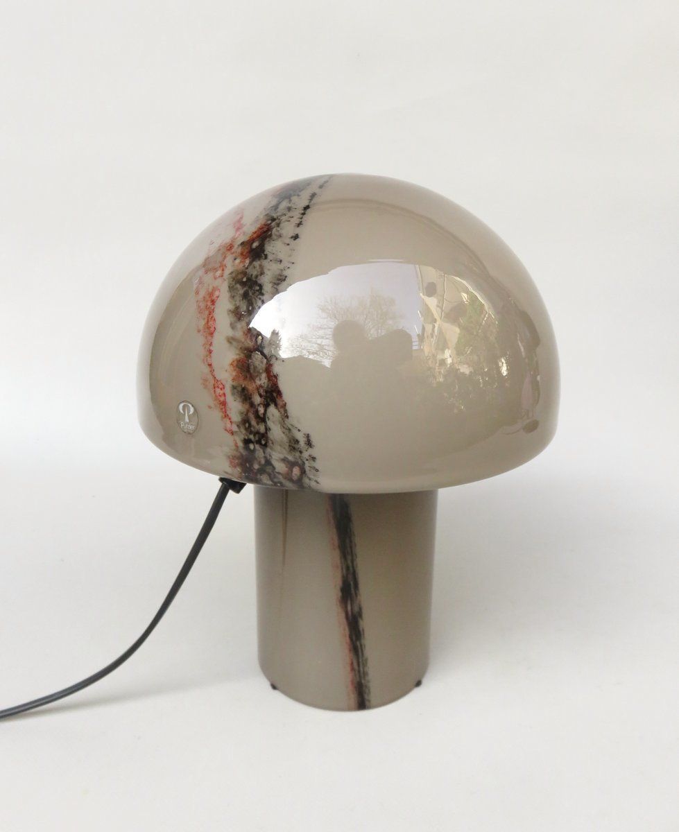 Small Black Orange Mushroom Luminaire Table Lamp From Peill And Putzler, 1970s photo Lighting