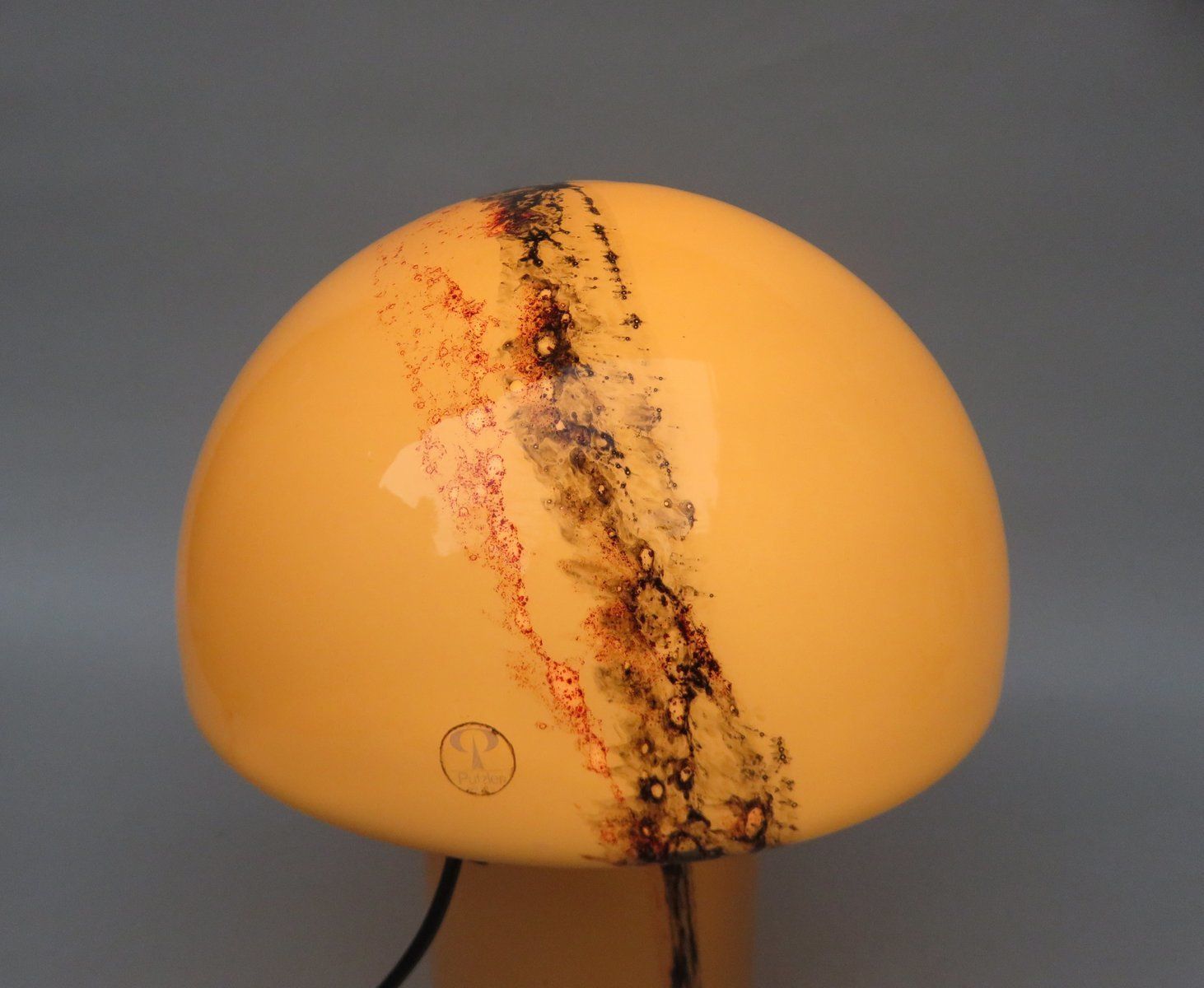 photo furniture Small Black Orange Mushroom Luminaire Table Lamp From Peill And Putzler, 1970s