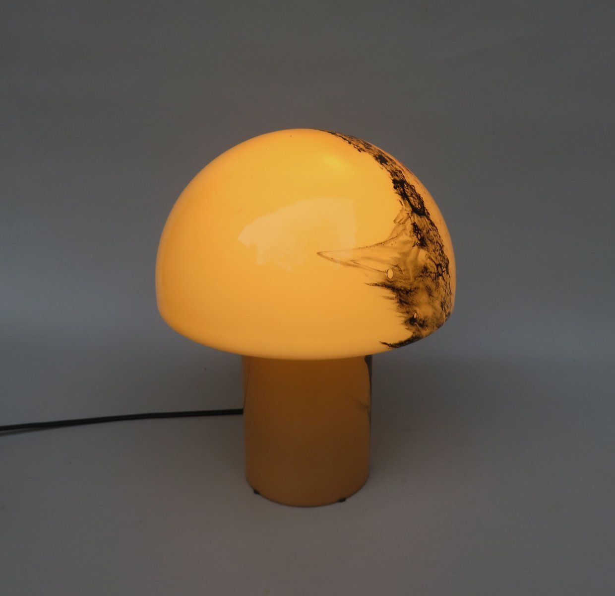 photo for sale Small Black Orange Mushroom Luminaire Table Lamp From Peill And Putzler, 1970s