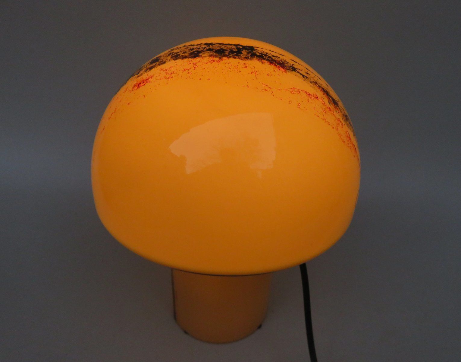 photo vinterior Small Black Orange Mushroom Luminaire Table Lamp From Peill And Putzler, 1970s