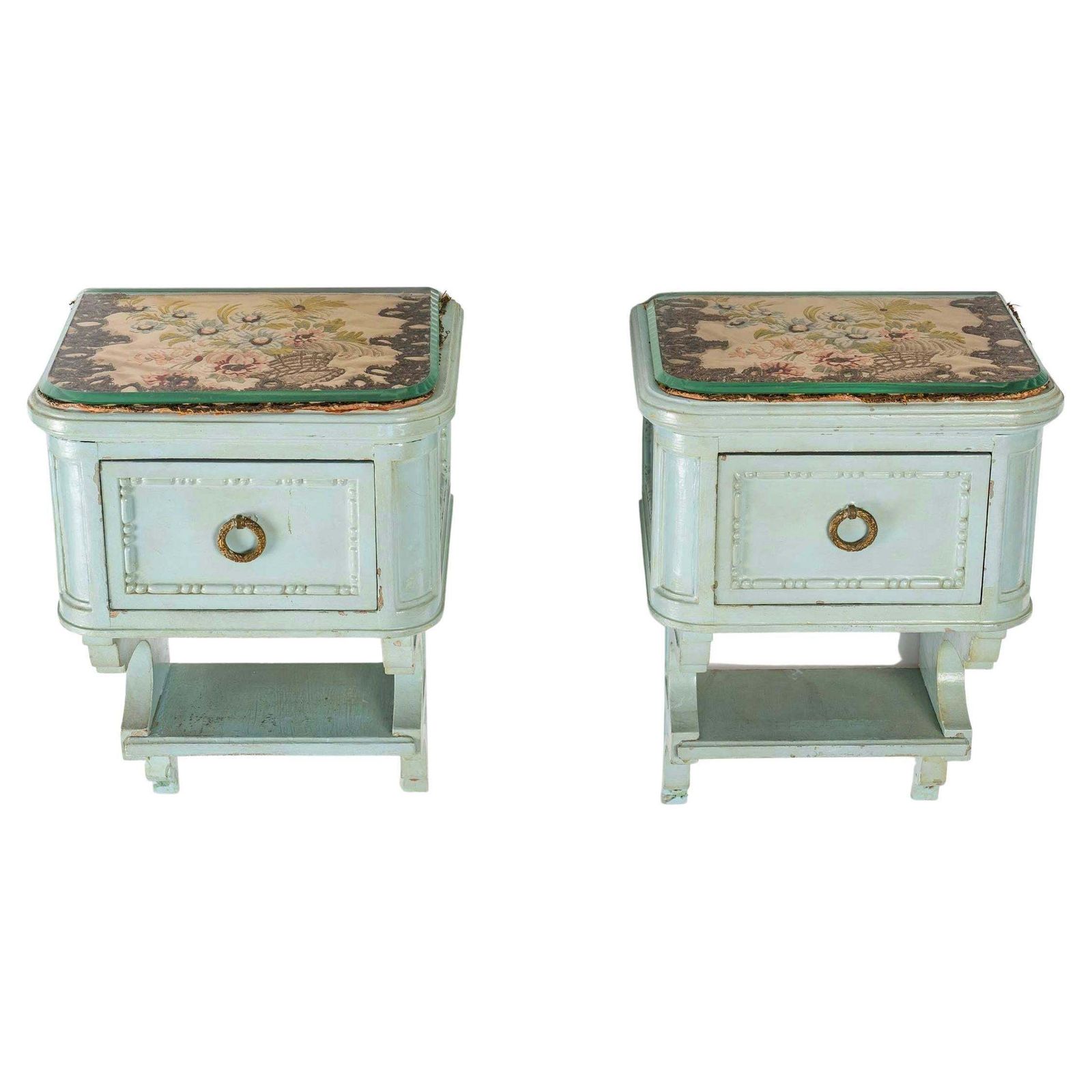 Pair Of Wall Consoles With Embroidery