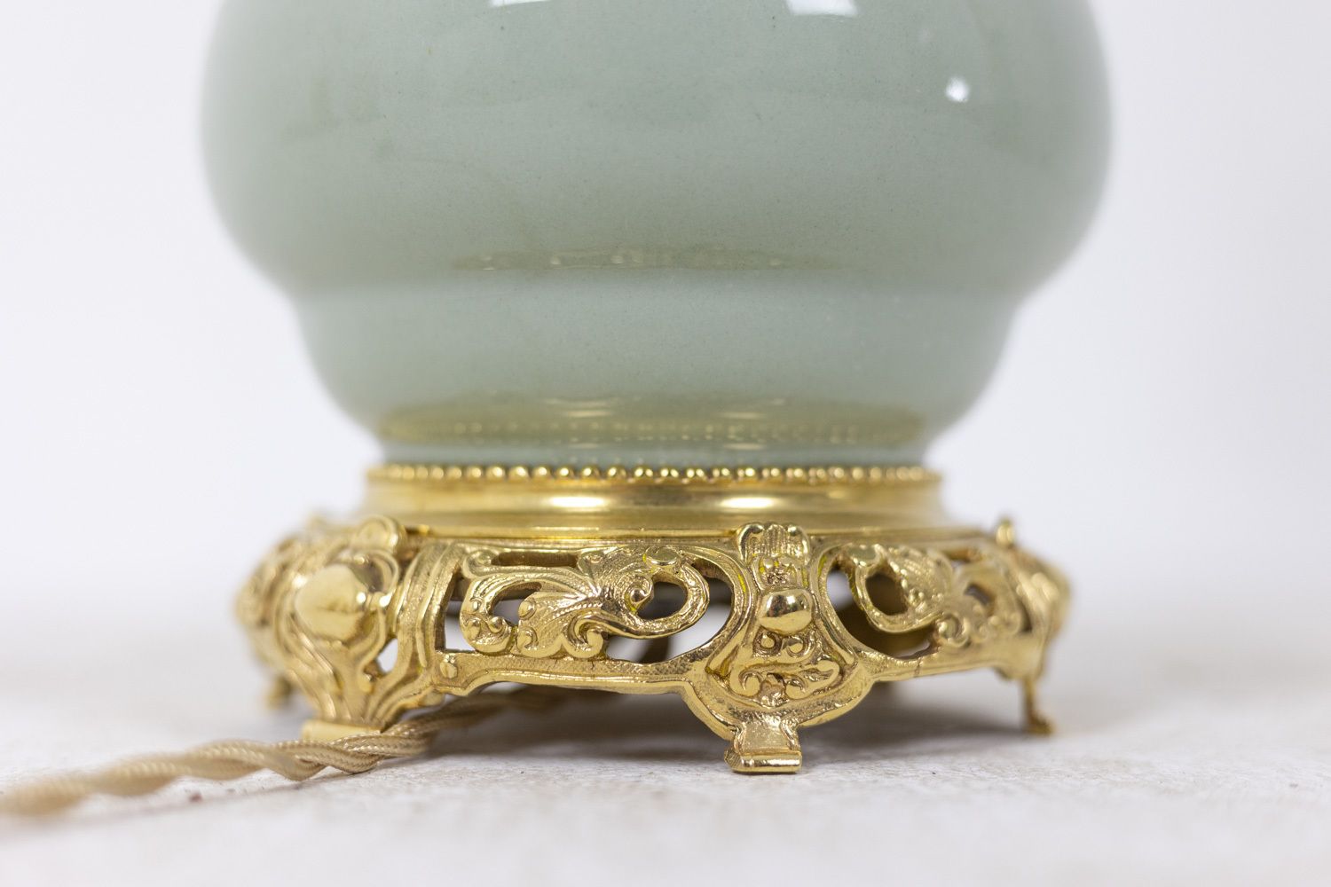 Pair Of Lamps In Porcelain Of Céladon And Bronze, Circa 1880 photo Lighting