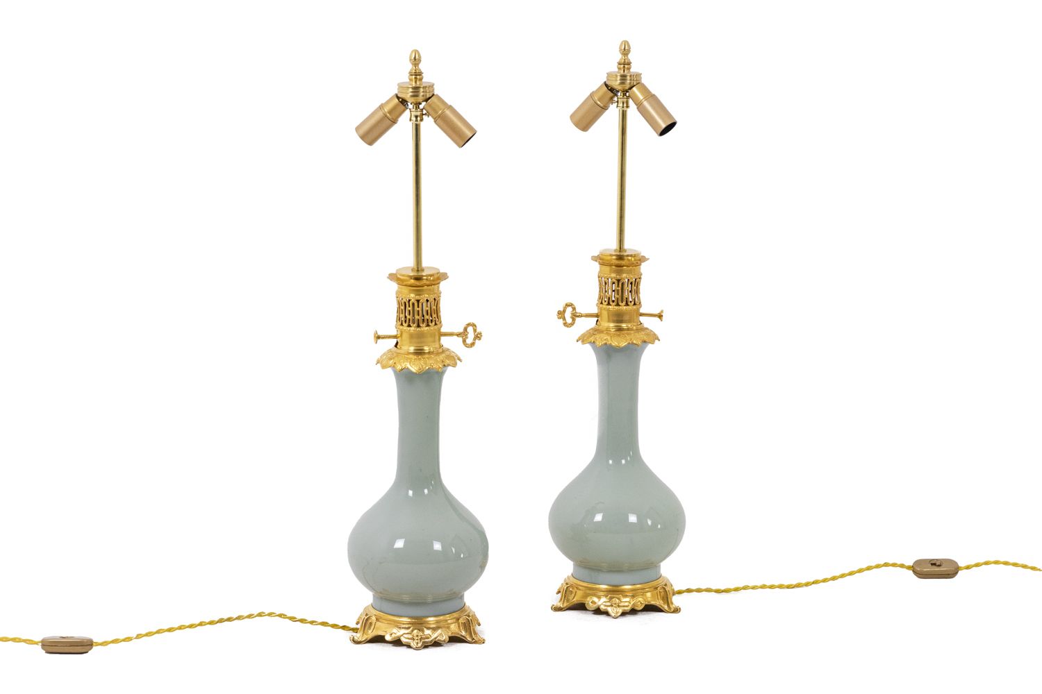 Pair Of Lamps In Céladon Porcelain And Gilt Bronze, Circa 1880 photo furniture