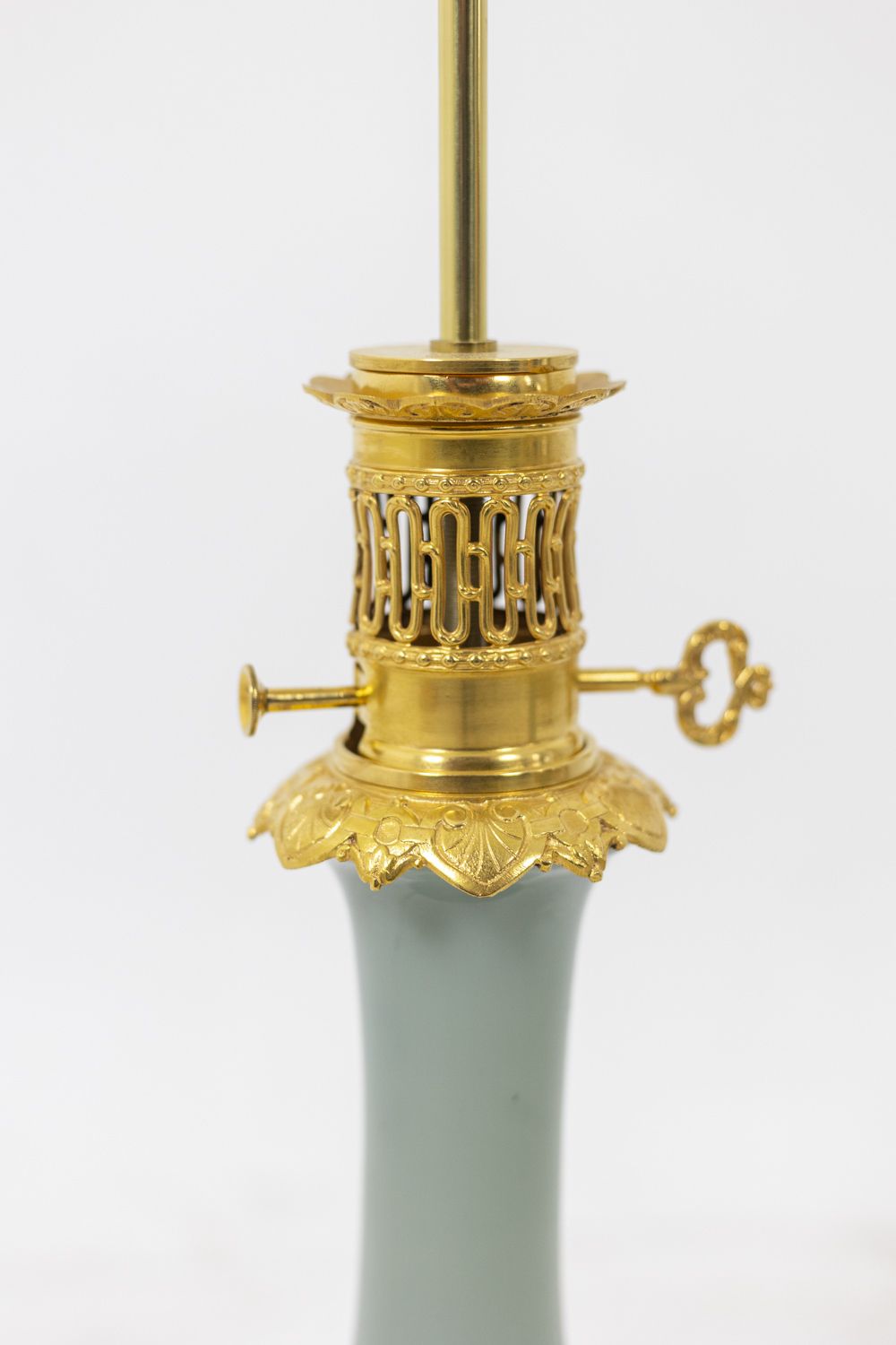 Pair Of Lamps In Céladon Porcelain And Gilt Bronze, Circa 1880 photo 4000.0