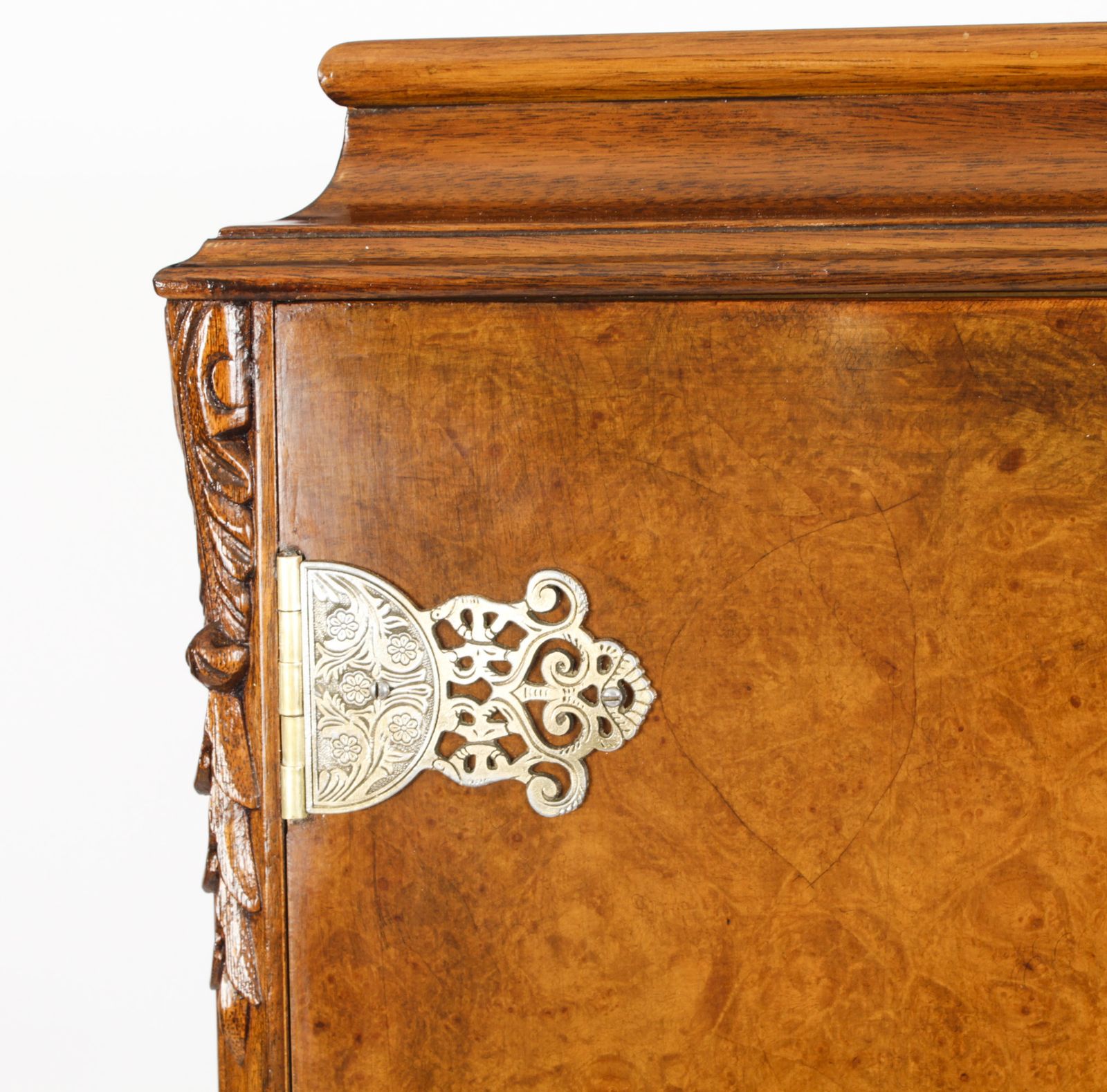 Furniture Vintage Burr Walnut Cocktail Cabinet Drinks Dry Bar Mid 20th C photo
