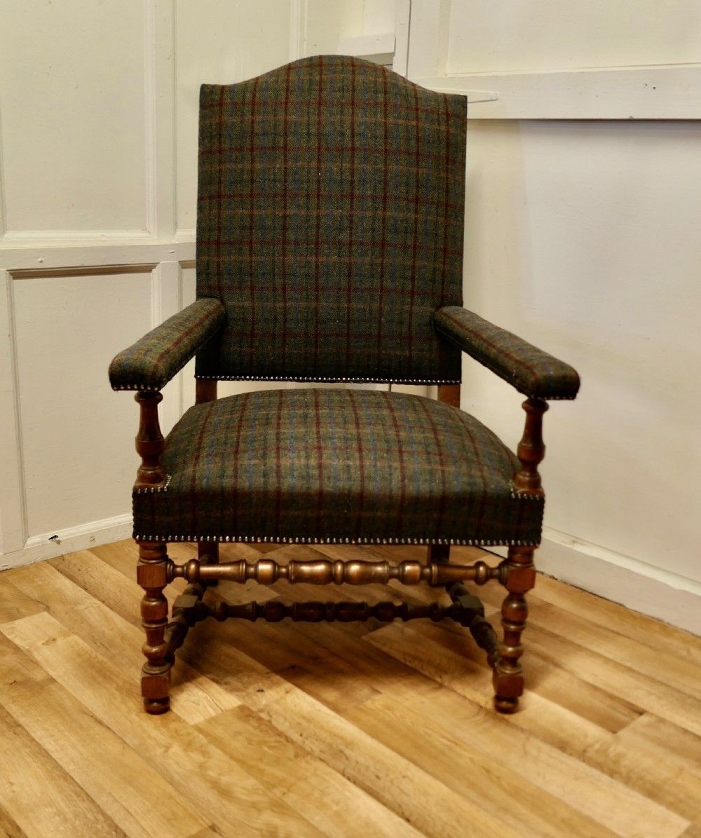 Arts And Crafts Golden Oak Library Chair, Throne Chair photo vinterior