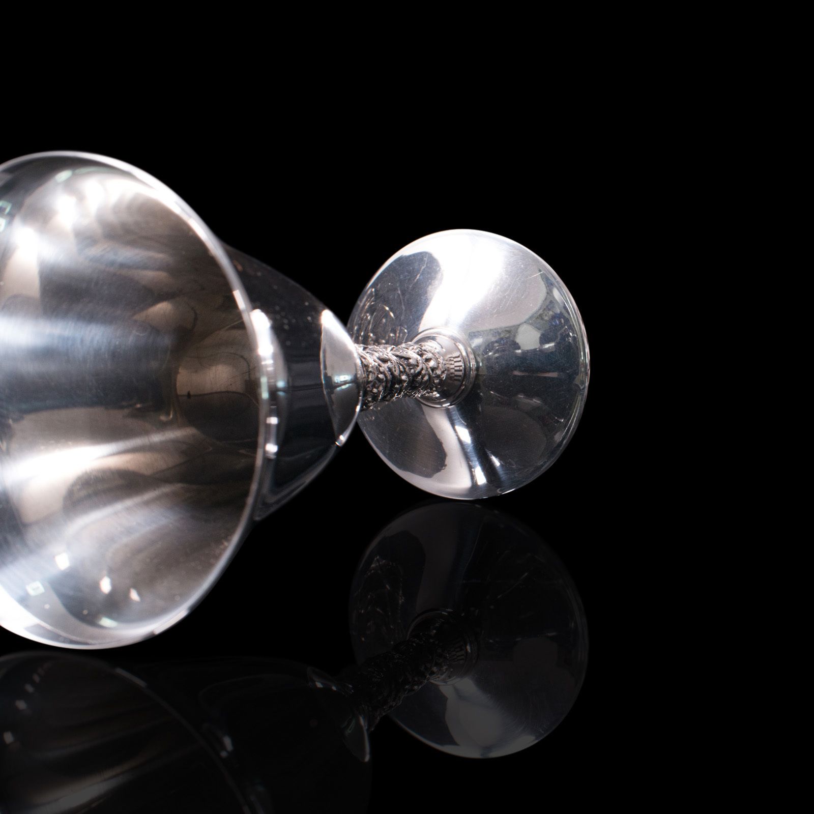 photo furniture Set Of 6 Vintage Sherry Goblets, Spanish, Silver Plate, Celebration Liqueur Tot