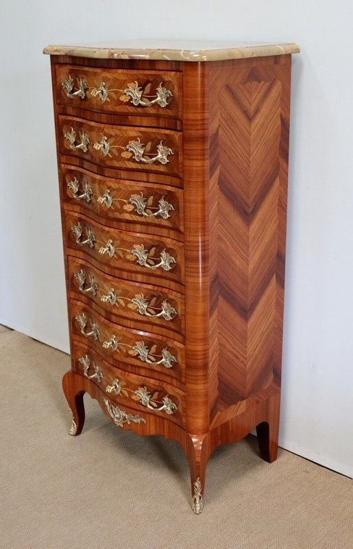 Semainier In Amaranth Veneer And Marquetry, Louis XV Style   Early 20th Century photo for sale