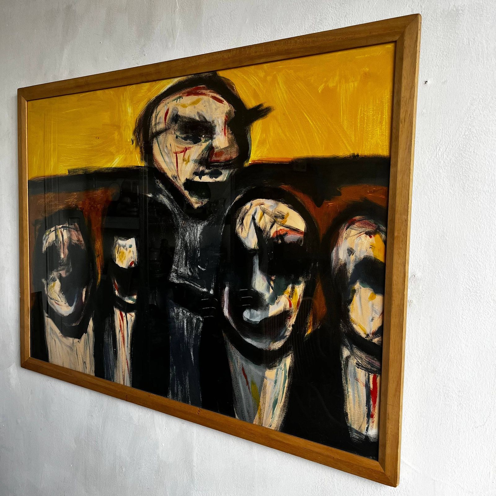 Framed Painting Of 4 Abstract People / Gift/ Wall Hanging photo vintage