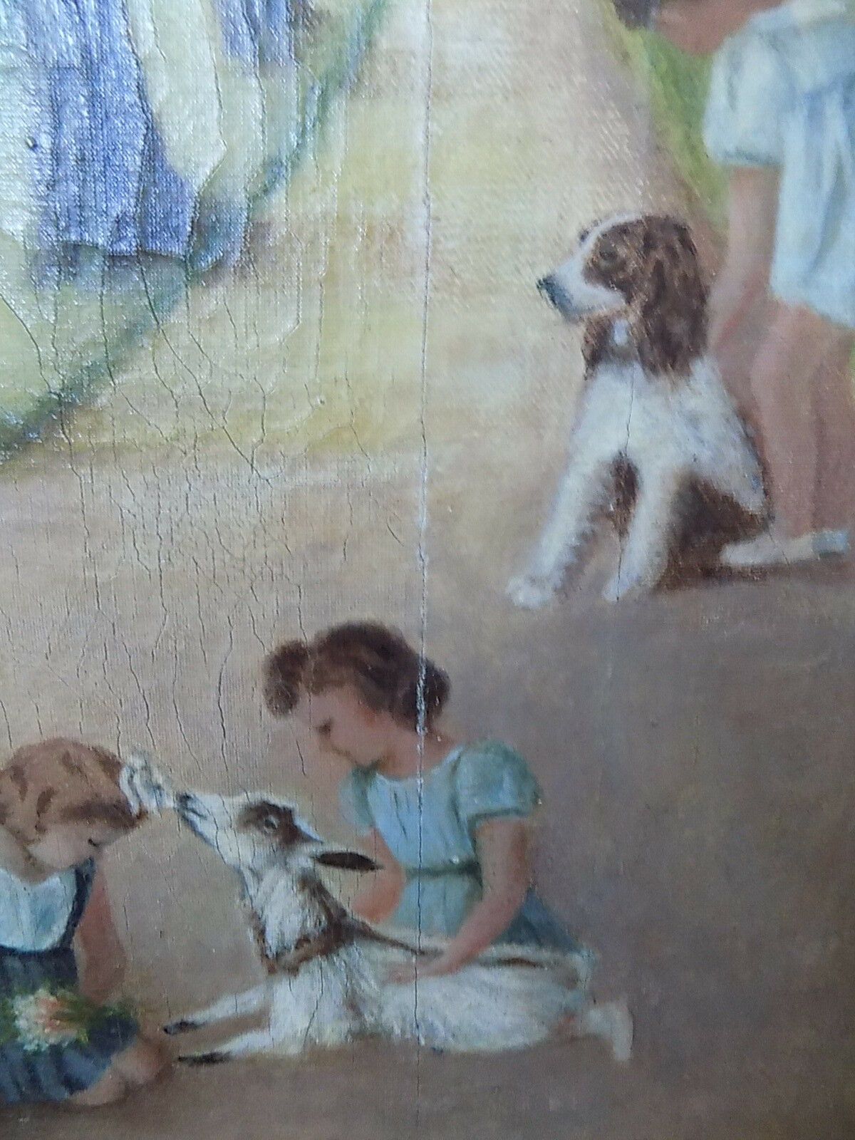 Framed Origional Oil Painting Children Animals Painting Oil On Canvas Picture photo vinterior