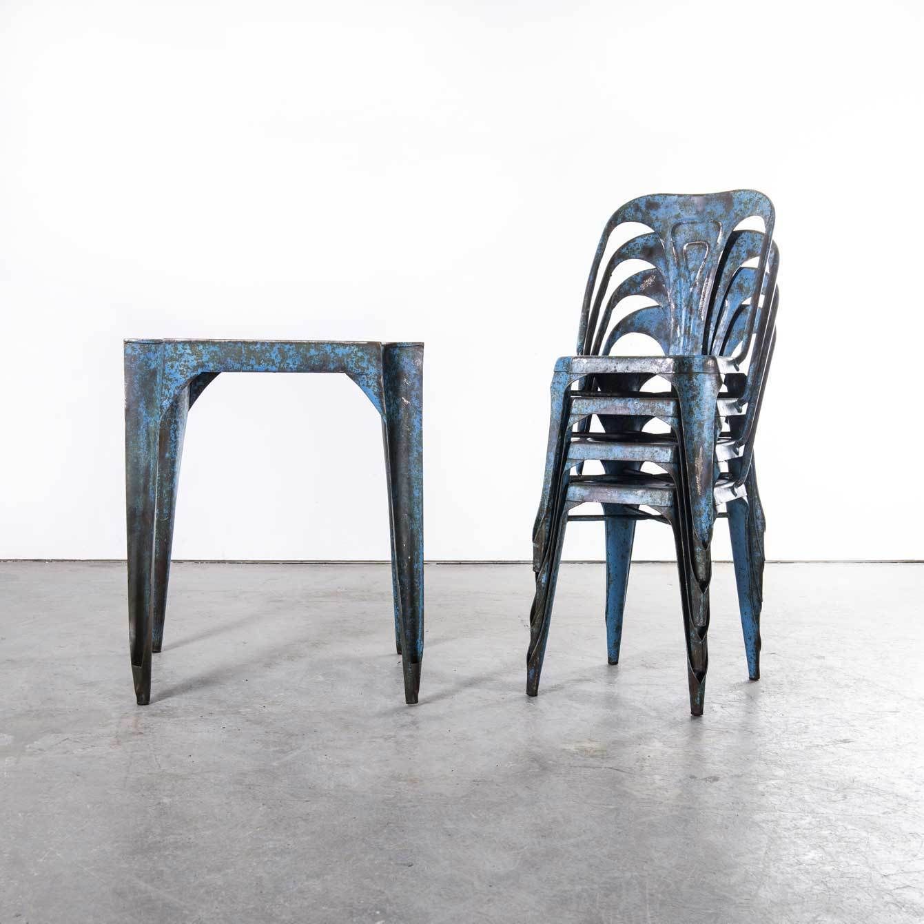 1950’s Original French Multipl’s Table And Chair Set – Blue photo vintage