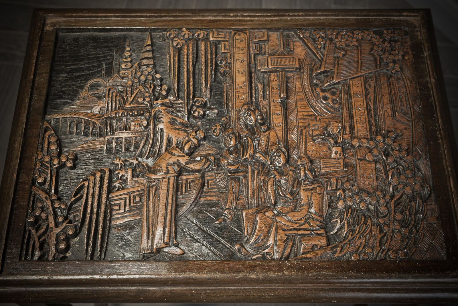 photo for sale Chinese Carved Quadruple Nest Of Tables
