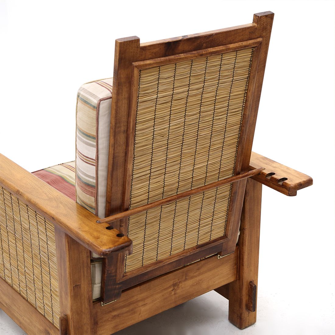Pair Of South African Colonial Armchairs In Wood And Straw, 1980s photo buy