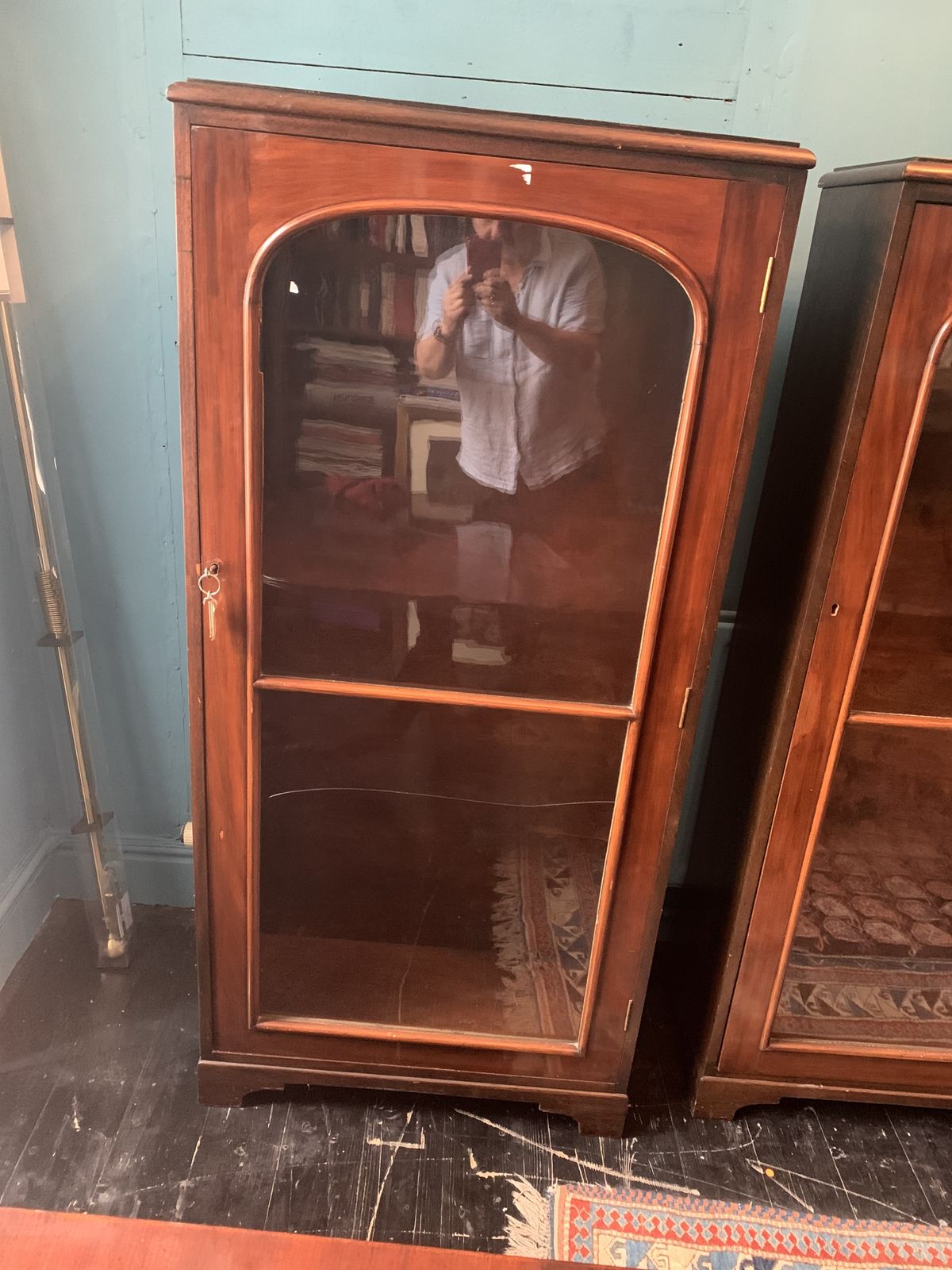 Two Victorian Mahogany Glazed Single Door Bookcases photo Furniture