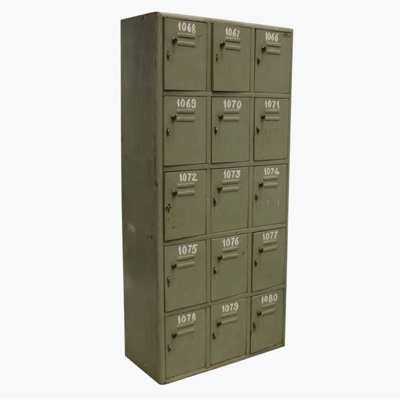 Grey Antique Safety Deposit Cabinet With 15 Lockers....