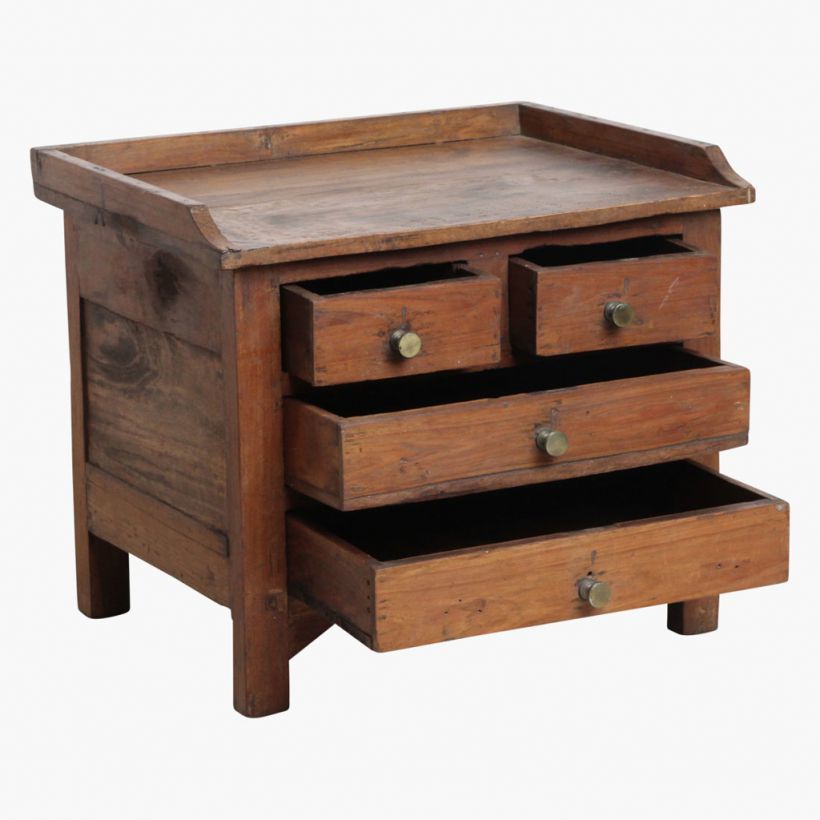 Antique Teak Jewellery 4 Drawer Chest photo furniture
