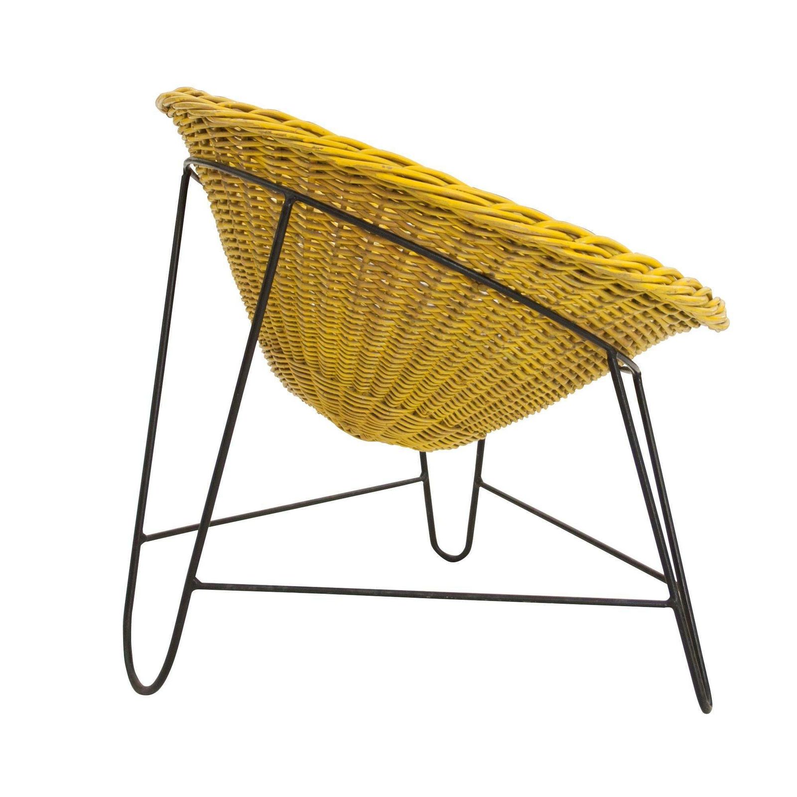 Mathieu Matégot "Wicker" Chair Made With Iron And Natural Fiber, France, 1950 photo Furniture