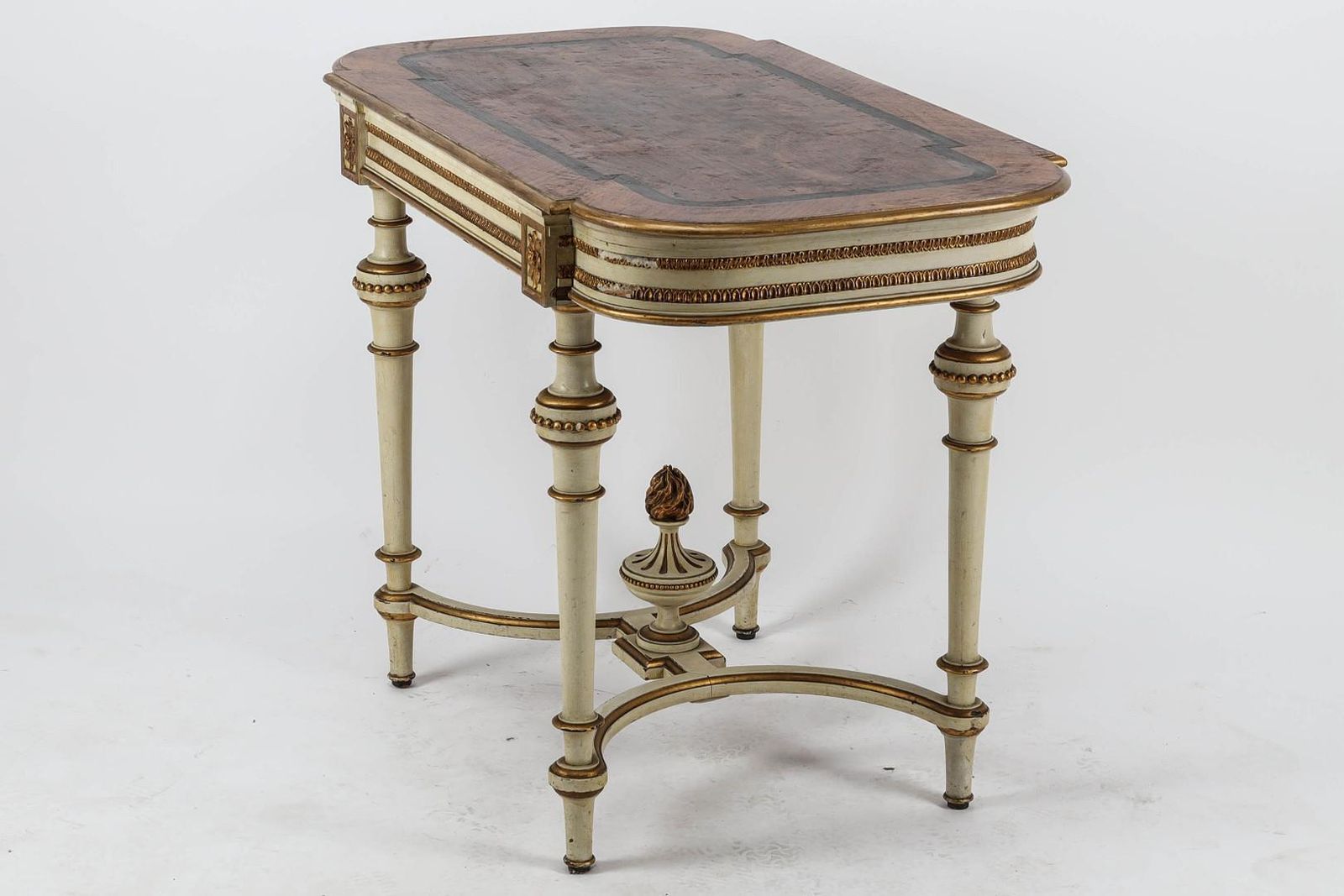 Swedish Gustavian Antique Table White Gold Carved Detail, 1800s photo for sale