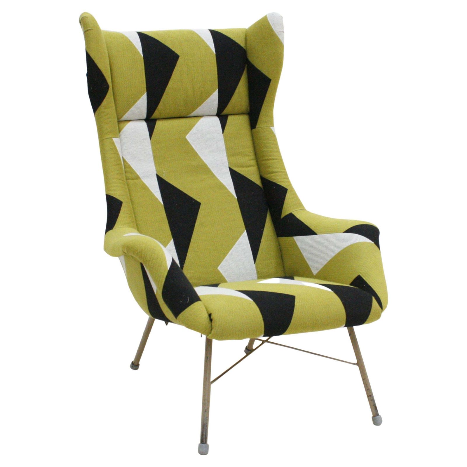 Miroslav Navratil's Mid Century Armchair Geometric Fabric, Czech Republic
