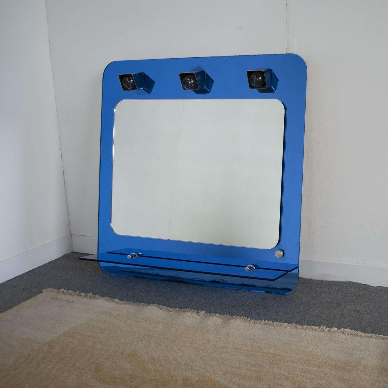 Metalvetro Siena Italy Mirror With Lights Incorporated Late 60's photo for sale
