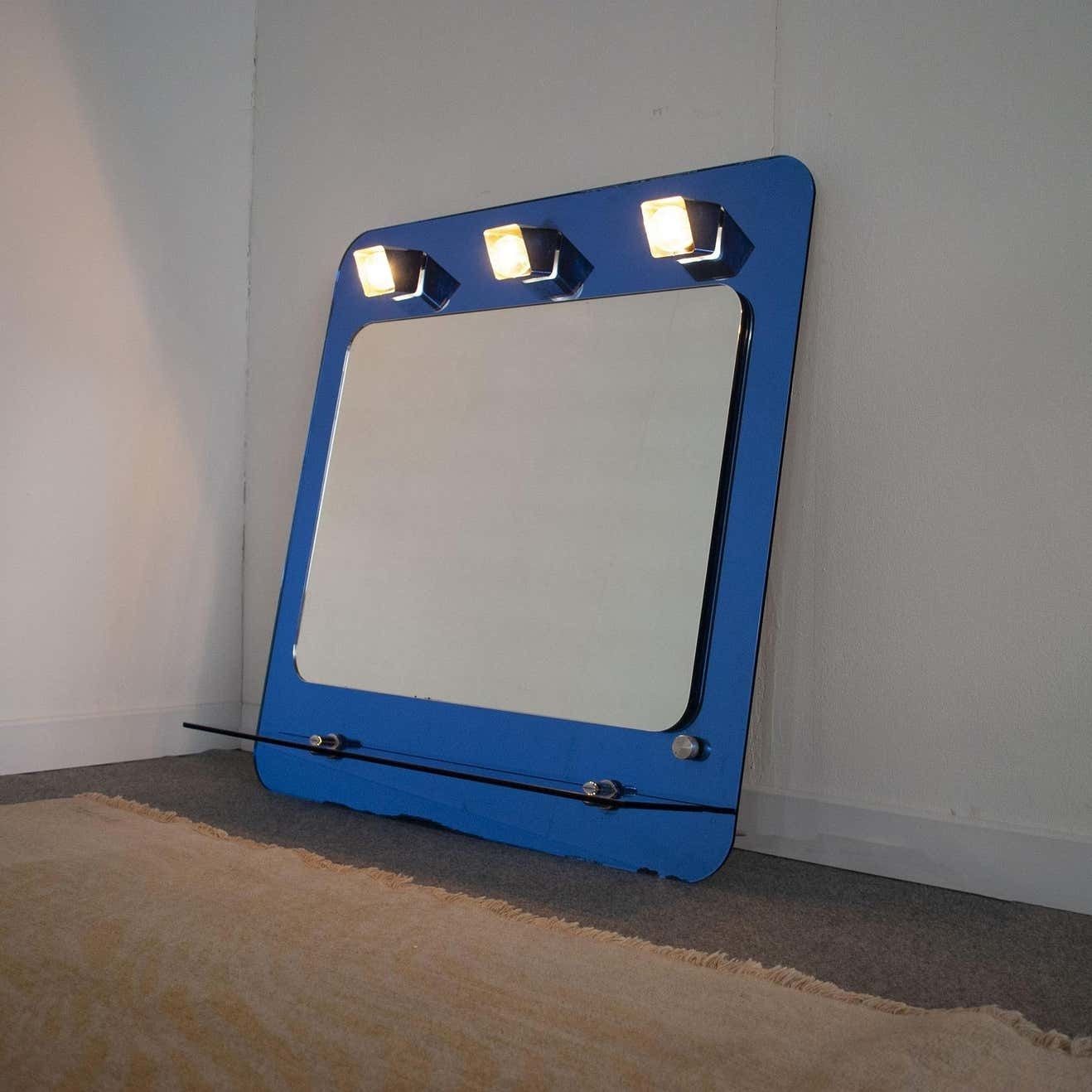Metalvetro Siena Italy Mirror With Lights Incorporated Late 60's photo 1088.72
