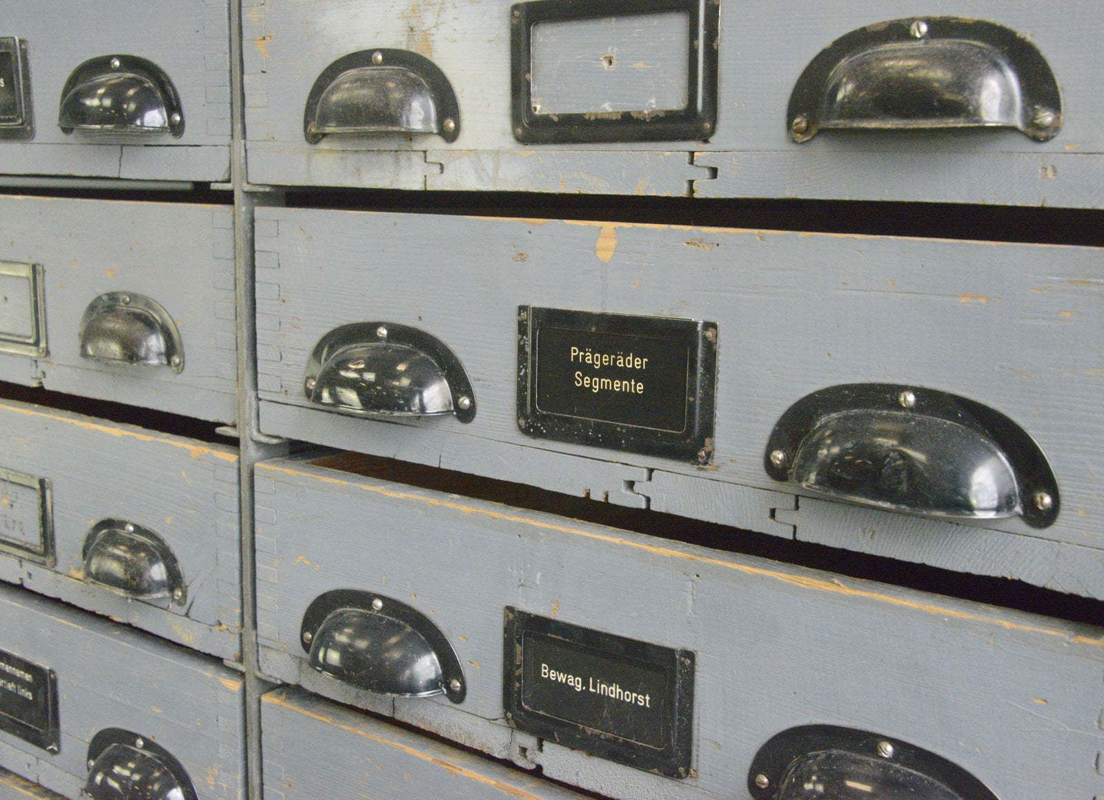 photo for sale Large Bank Of German Industrial Drawers Circa 1950s