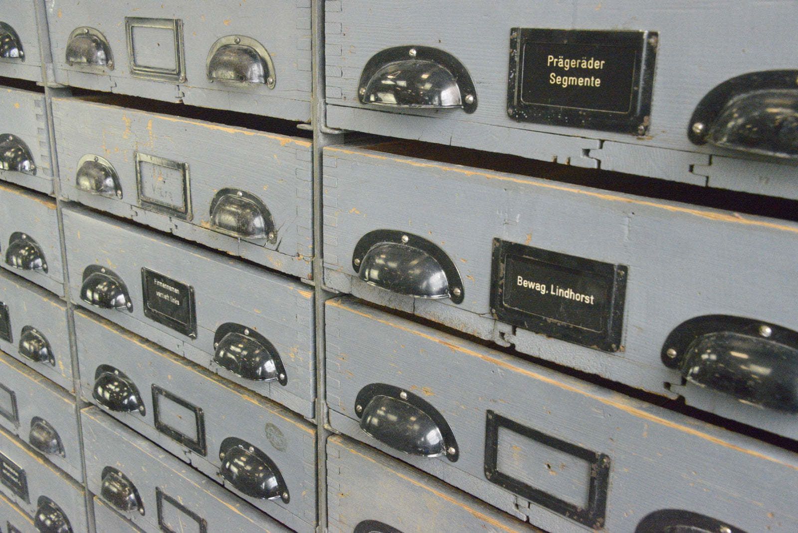 Furniture Large Bank Of German Industrial Drawers Circa 1950s photo